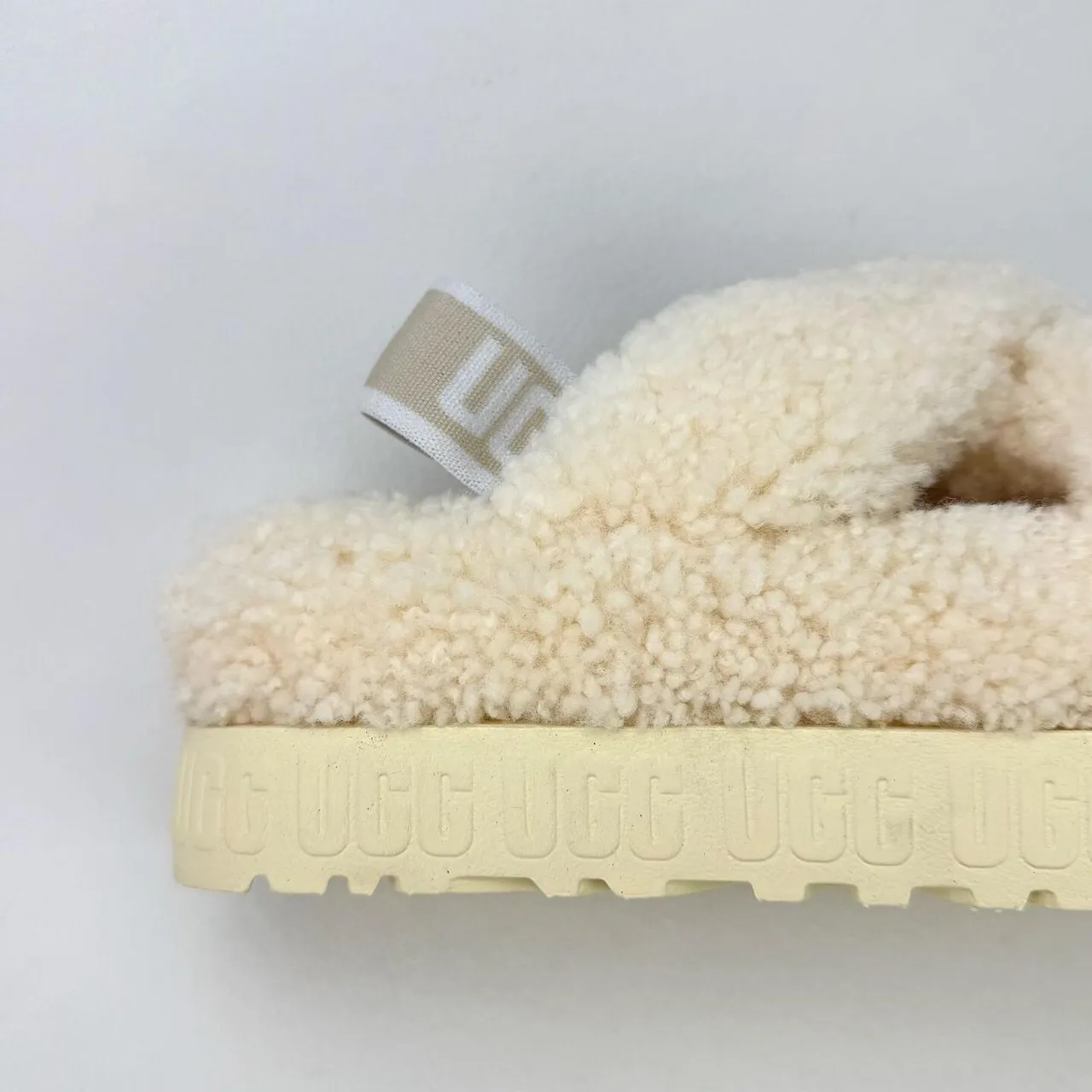 UGG Tasman Cream Shearling Cross-Strap Slippers