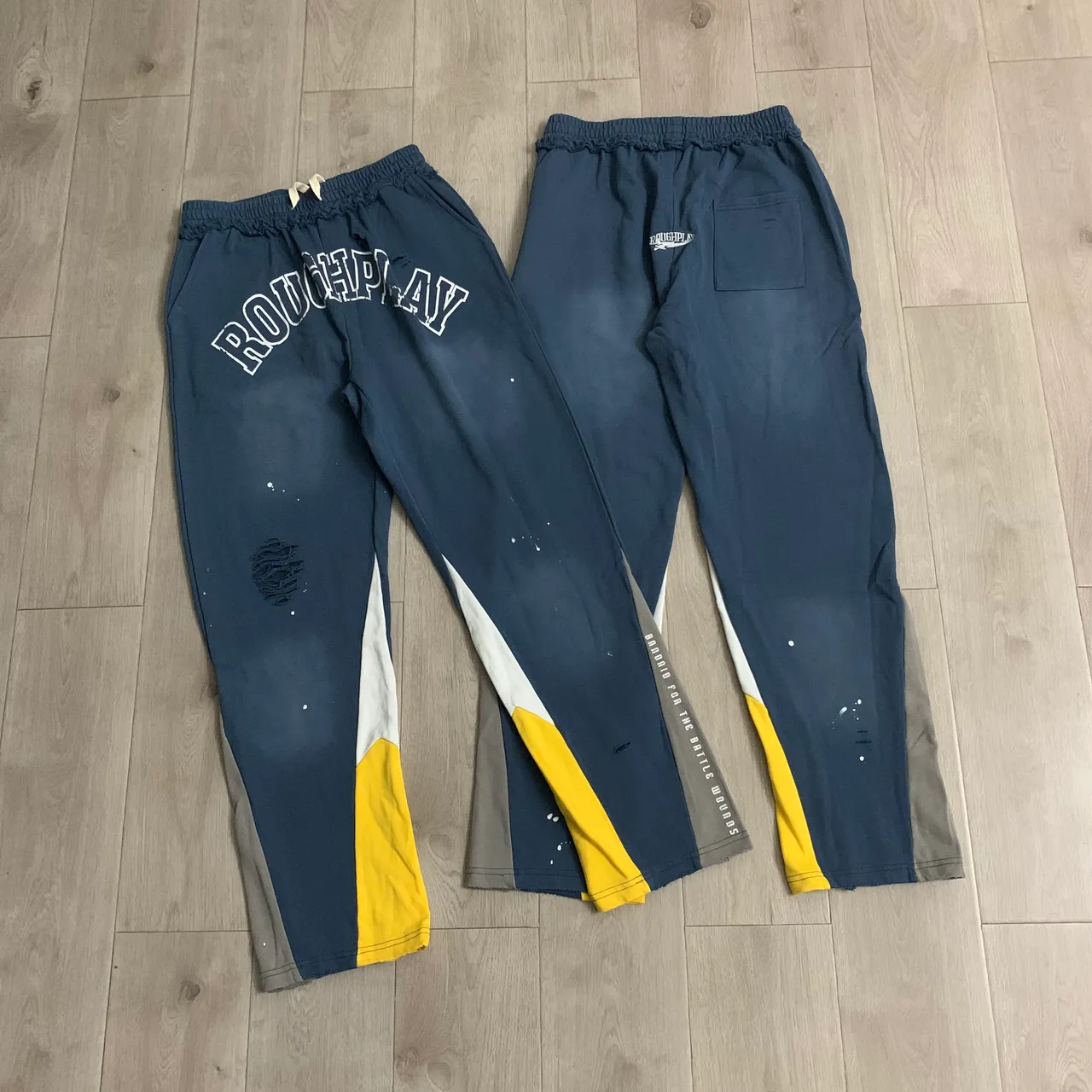 Roughplay Distressed Color-Blocked Sweatpants