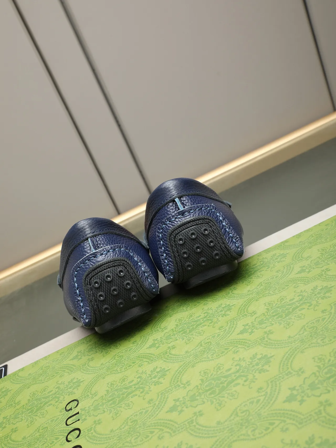 Gucci Horsebit 1955 Navy Blue Pebbled Leather Loafers