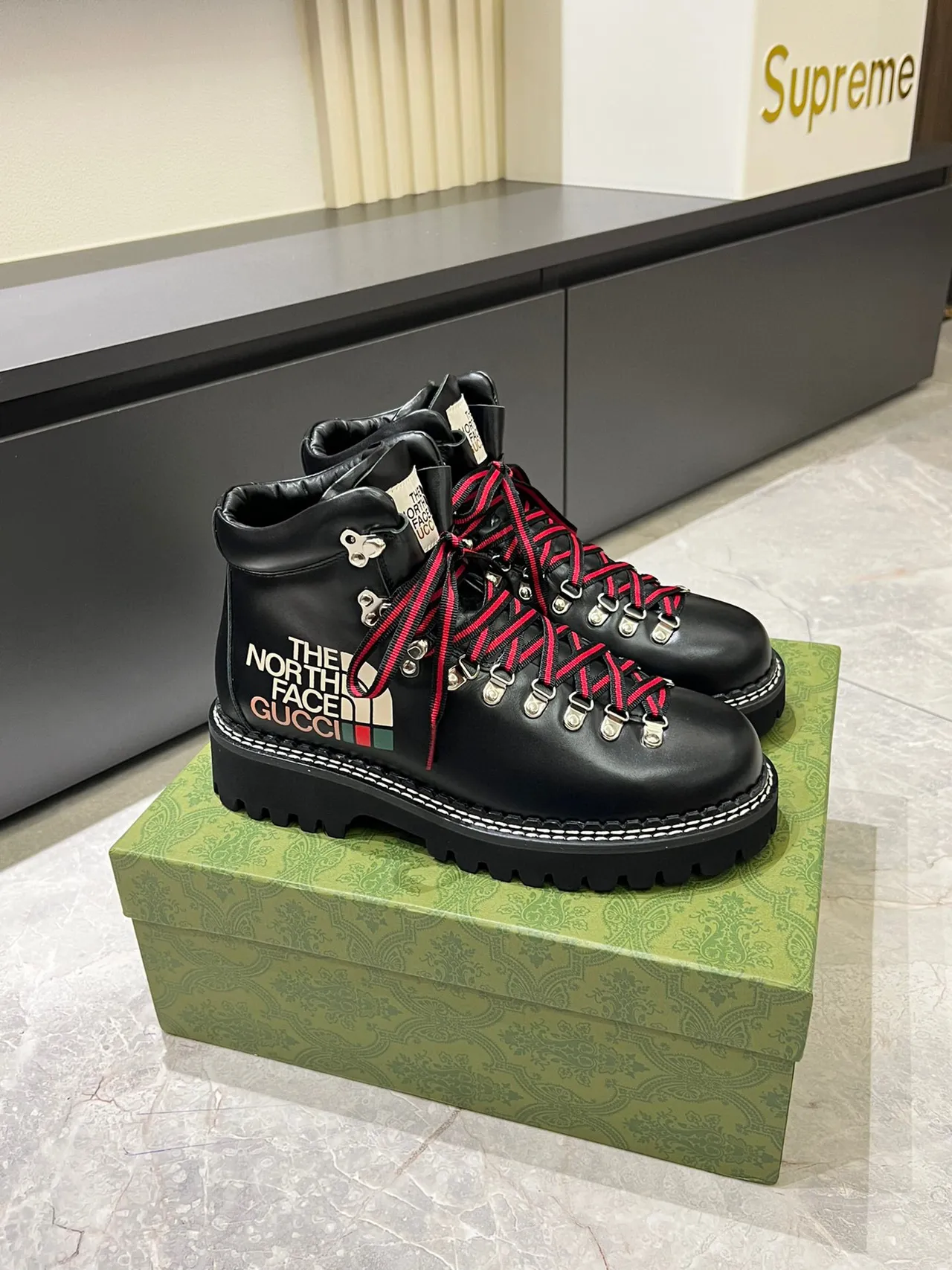 Gucci x The North Face Black Leather Hiking Boots