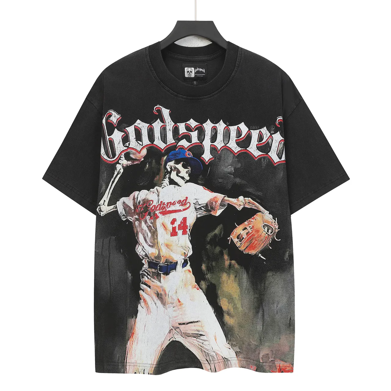 Godspeed Skeleton Baseball Graphic Oversized T-Shirt