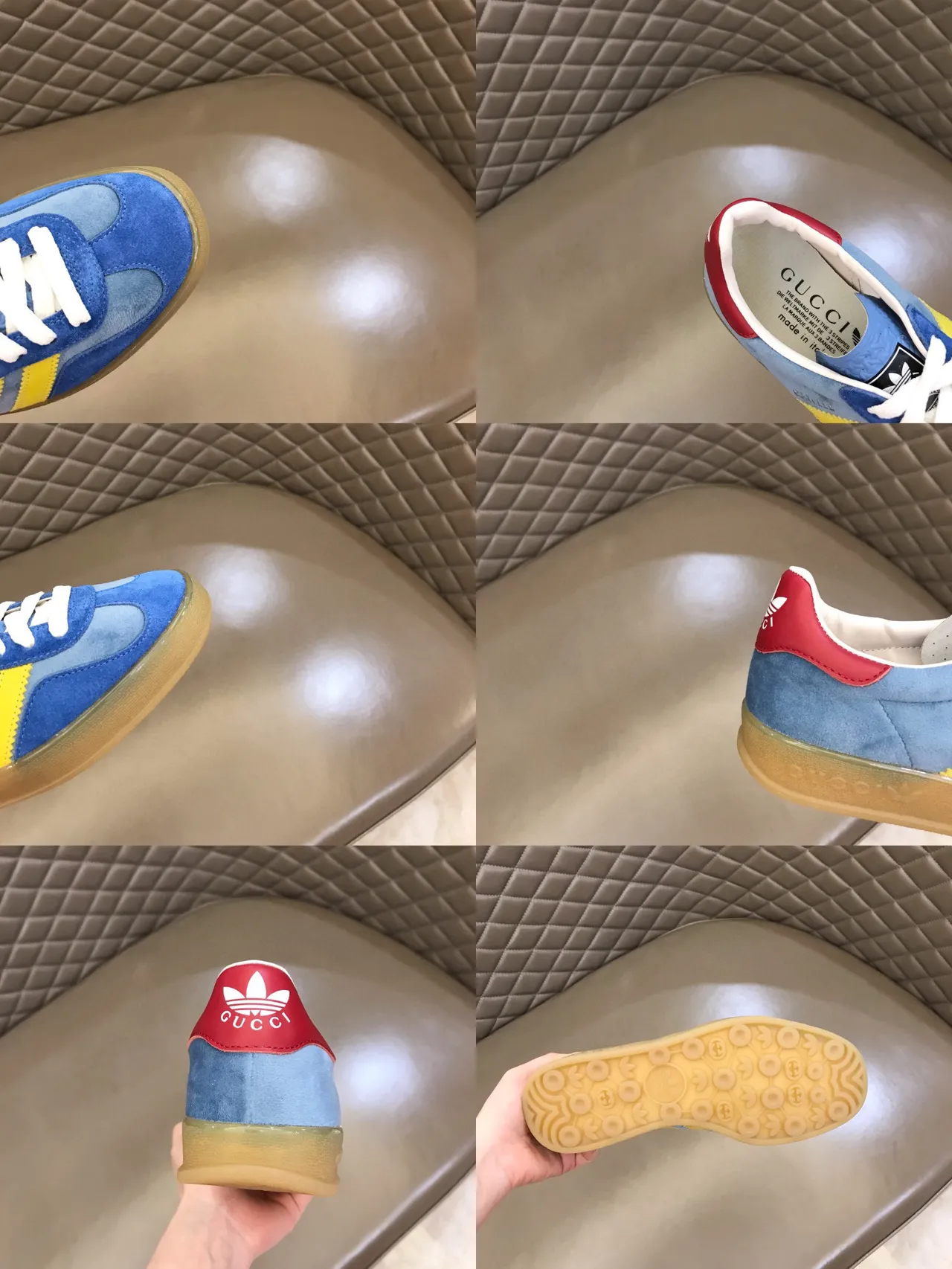 Adidas Blue Yellow Suede Upper Three-Stripe Side Lifestyle Sneakers