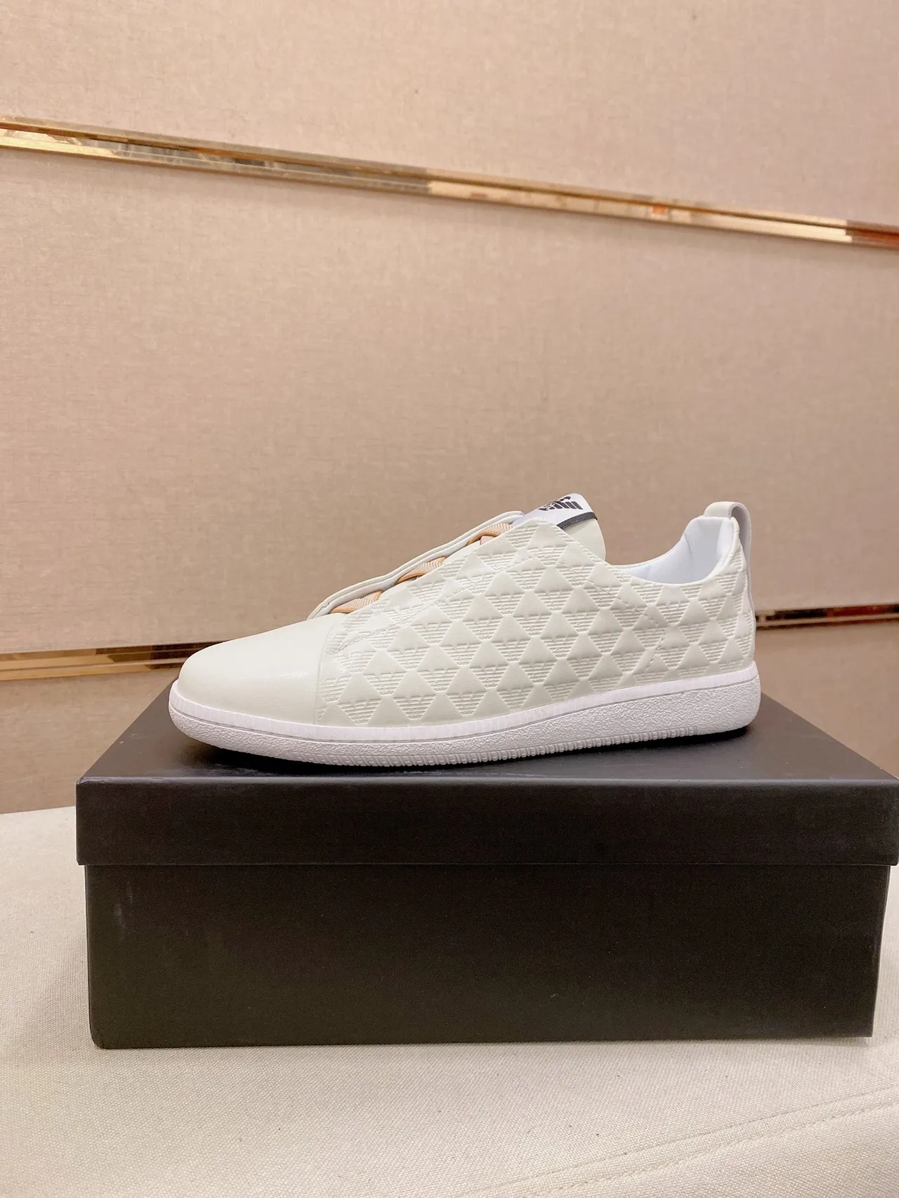 Emporio Armani Quilted Eagle Slip-On White Lifestyle Sneakers