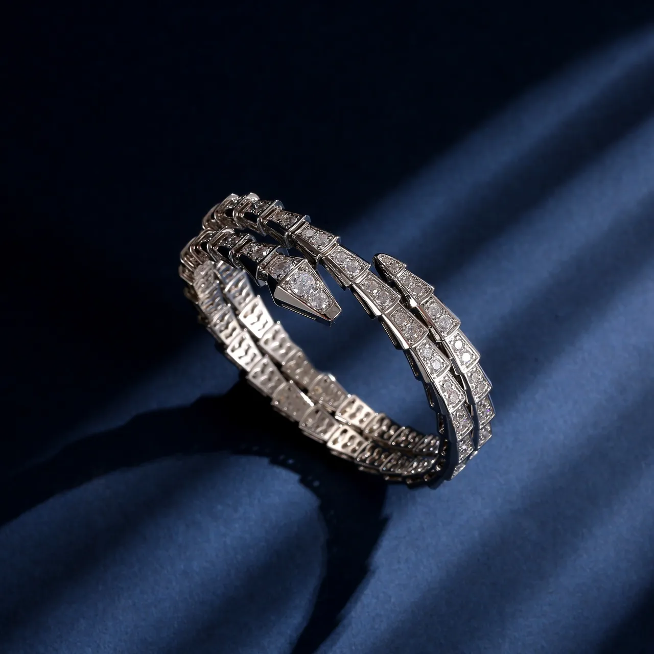 Bvlgari Gold Silver Coiled Serpentine Articulated Scale Motif Bracelet