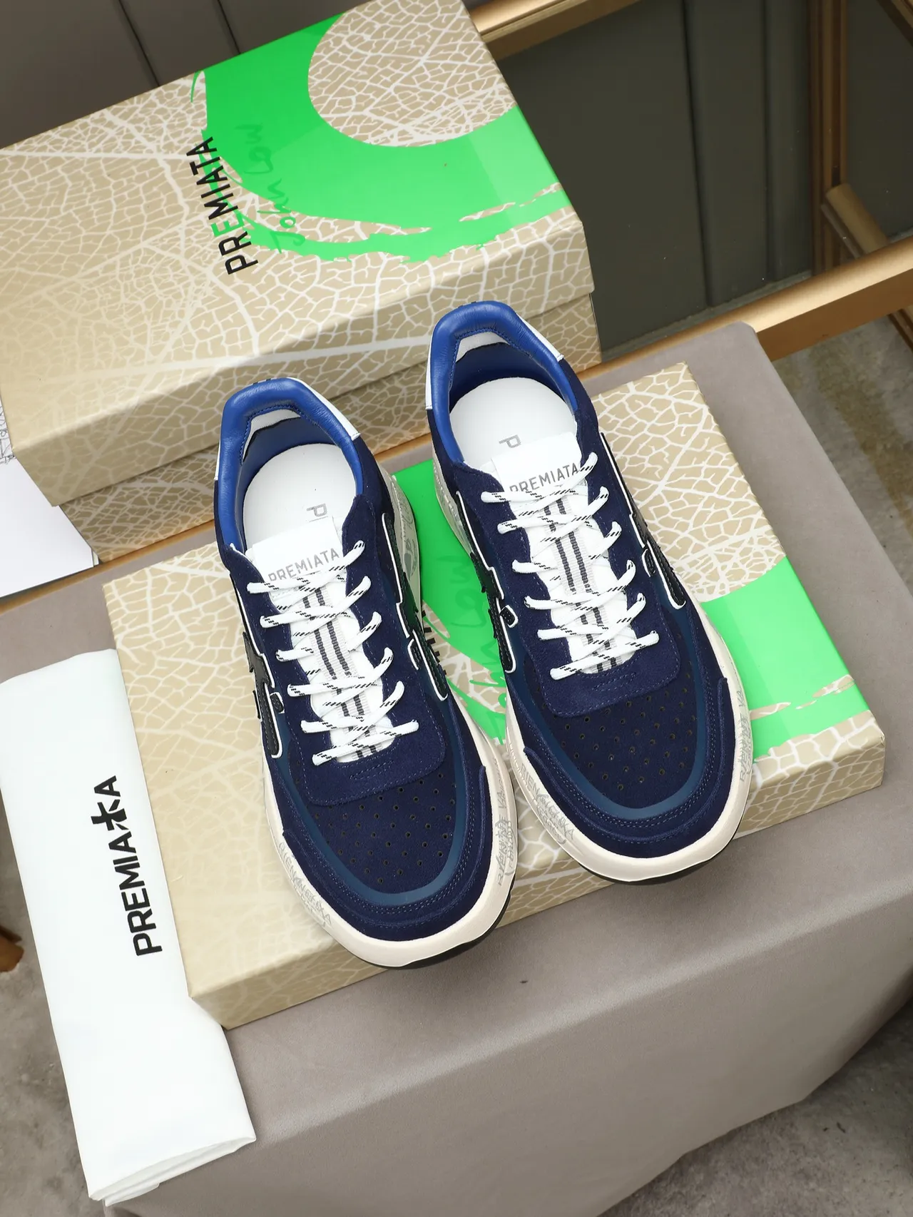 Premiata Navy Suede X-Logo Lifestyle Sneaker