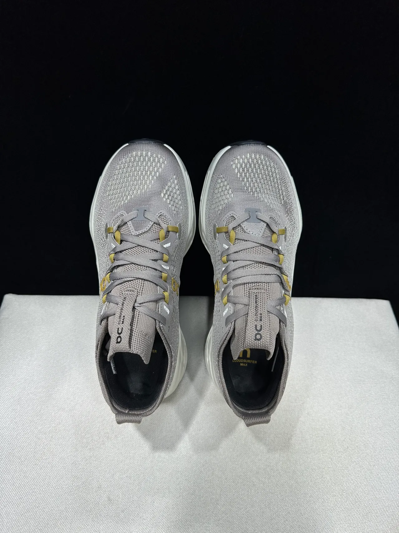 On Gray White Engineered Knit Upper Sculpted CloudTec Phase Midsole Running Shoes