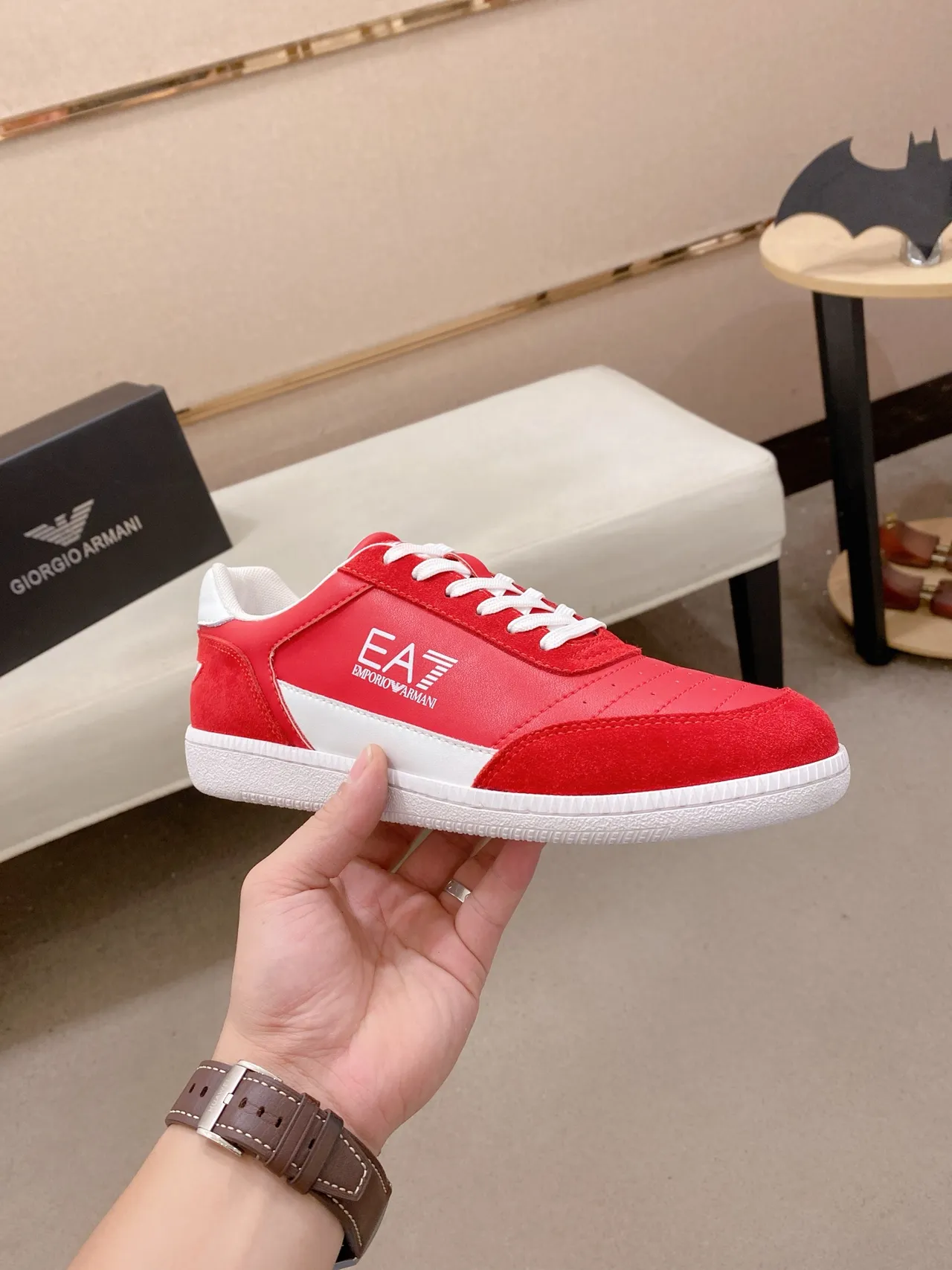 Emporio Armani EA7 Red and White Lifestyle Sneakers