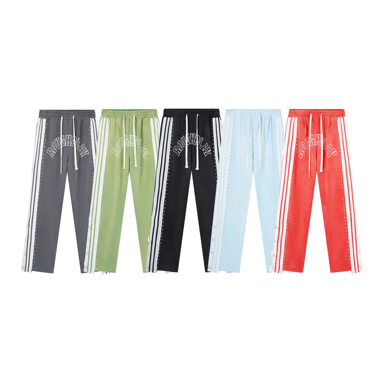 Roughplay Arch Logo Studded Stripe Sweatpants