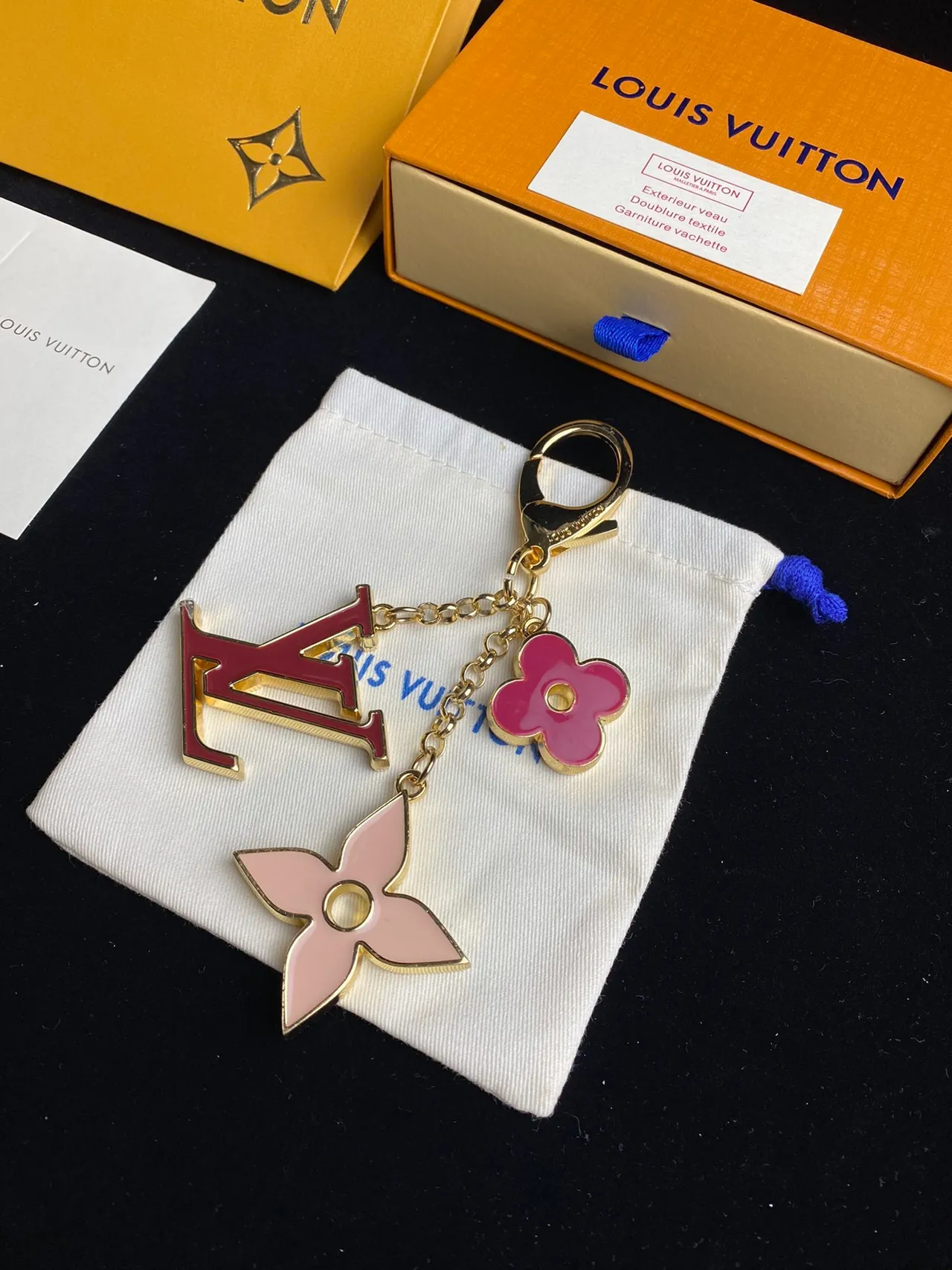 Louis Vuitton Red Pink Enamel-Coated Metal Multi-Charm Phone Case