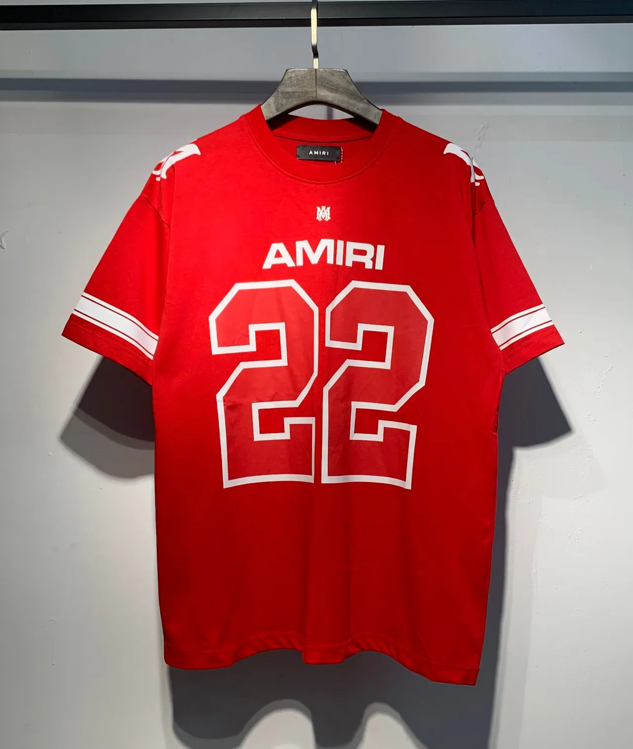 Amiri Red White Oversized Fit Athletic Stripe Sleeves Jersey