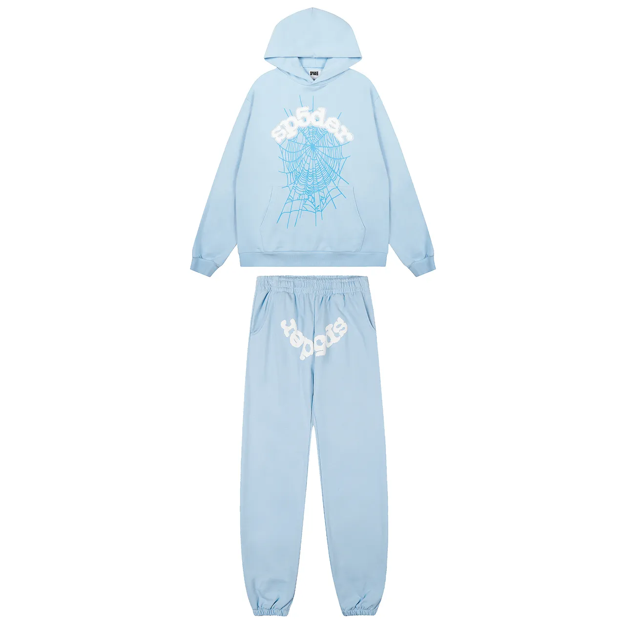 Sp5der Spiderweb Graphic Light Blue Tracksuit
