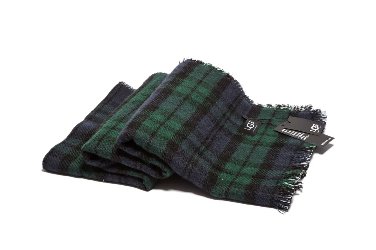 Green Black Plaid Pattern Wool-Like Texture Scarve