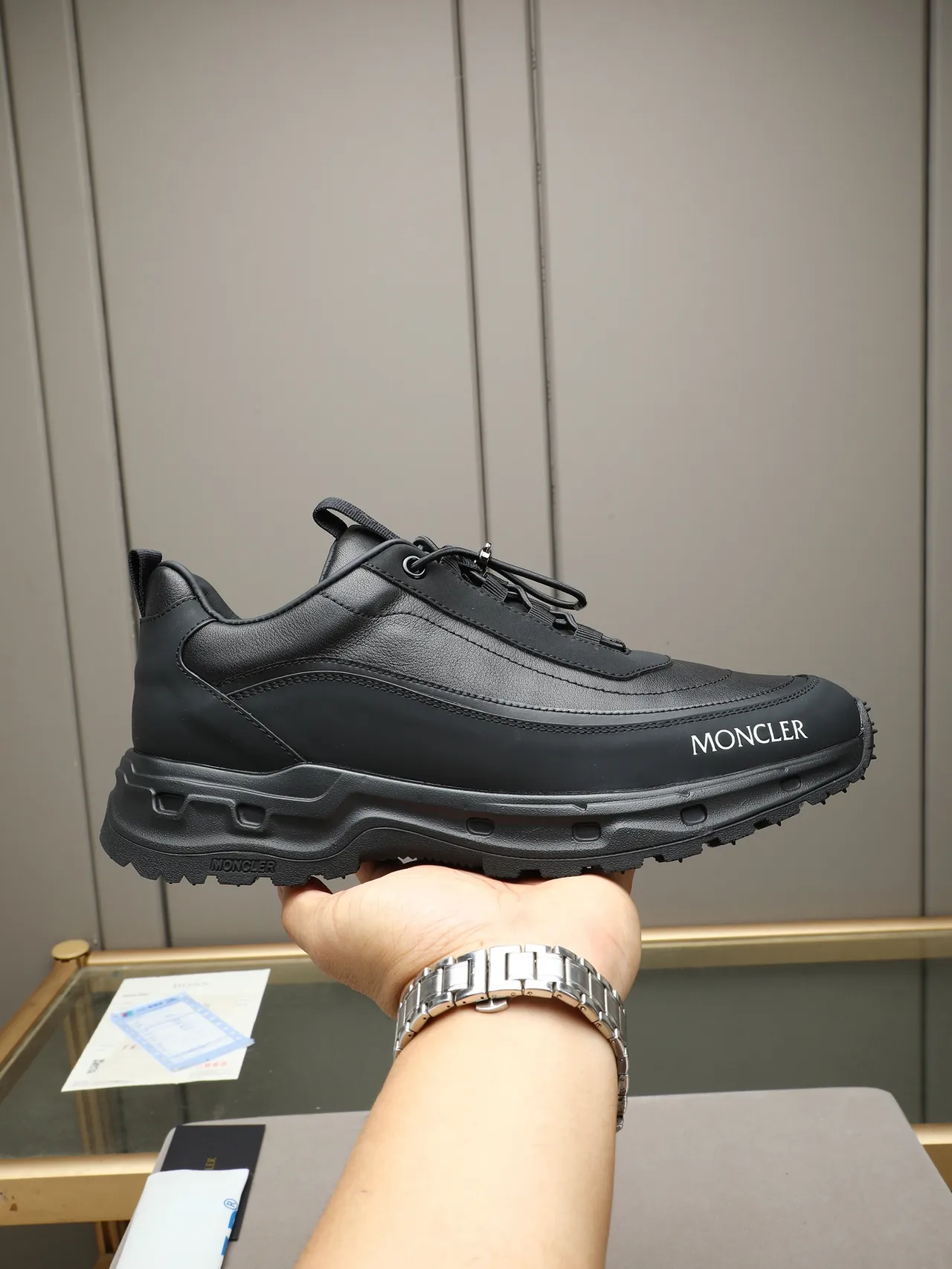Moncler Black Leather Lifestyle Sneaker