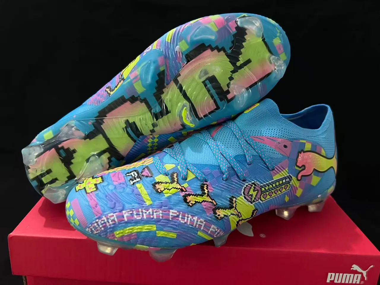 Puma Future Z Pixel Art Bright Blue Multicolor Firm-Ground Soccer Shoes
