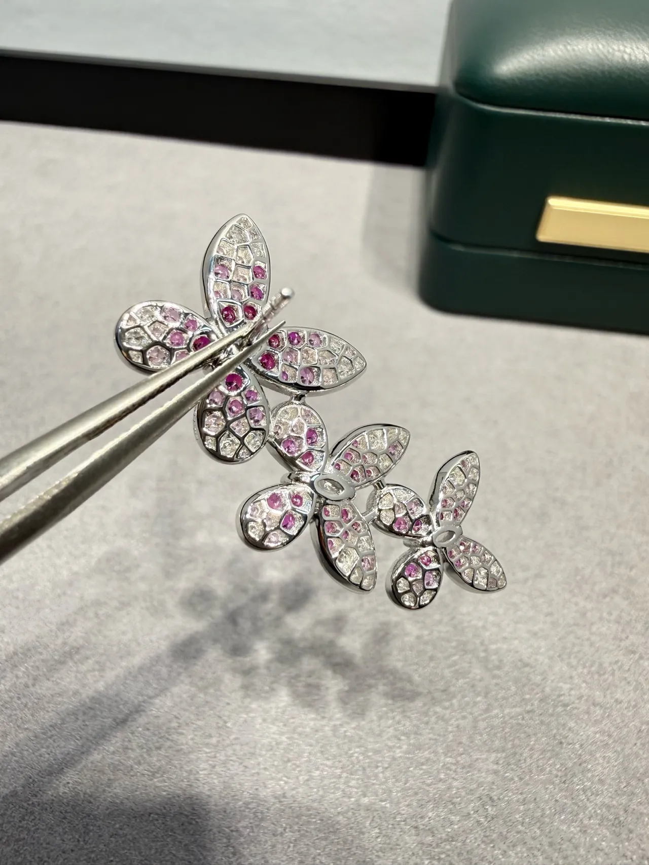 Van Cleef & Arpels Frivole Pink and White Floral Cluster Earrings