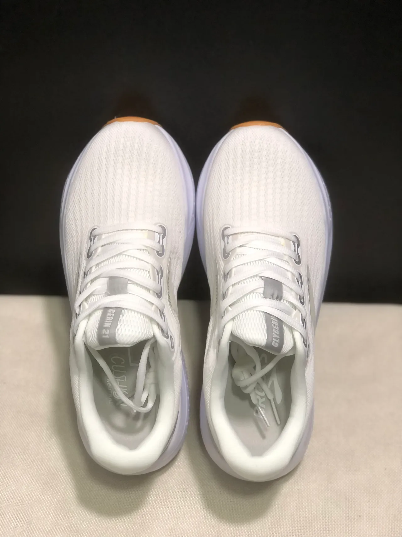 Brooks Glycerin White and Gum Running Shoes