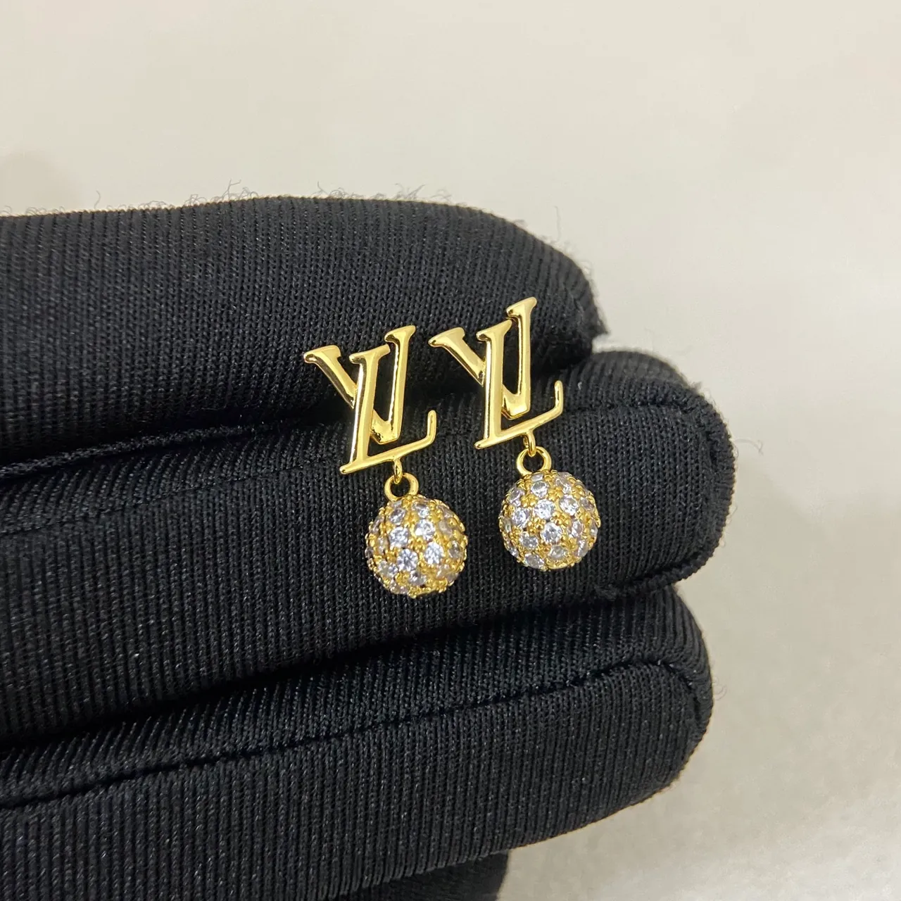 Louis Vuitton Monogram Pavé Crystal Ball Drop Earrings
