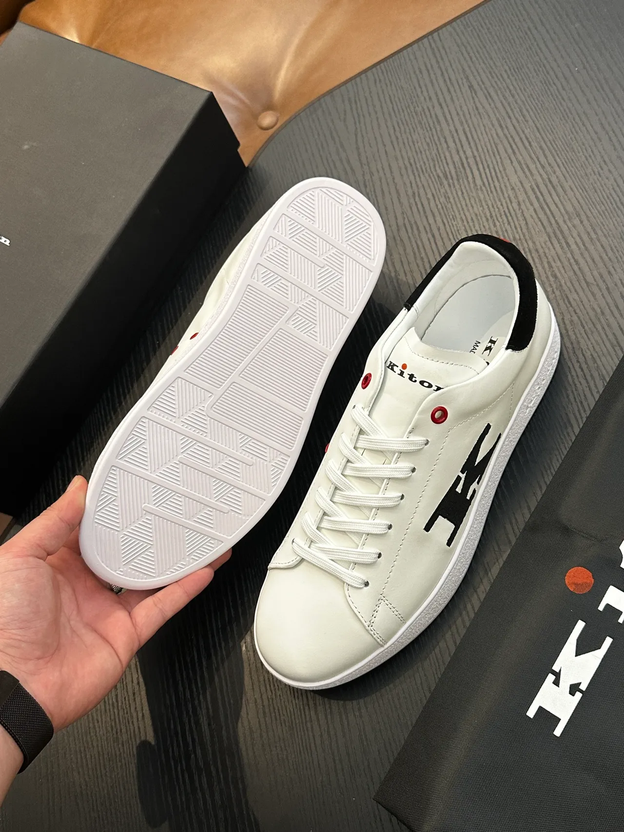 Kith Originals White Black Oversized K Logo Lifestyle Sneakers