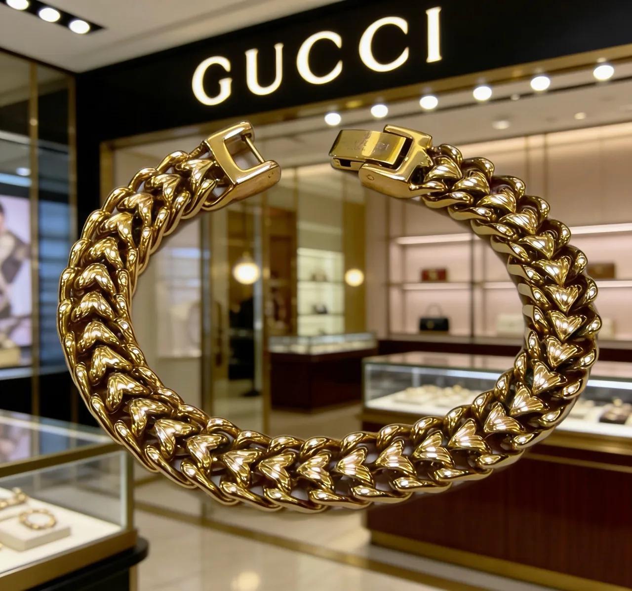 Gucci Braided Curb Chain Gold-Tone Bracelet