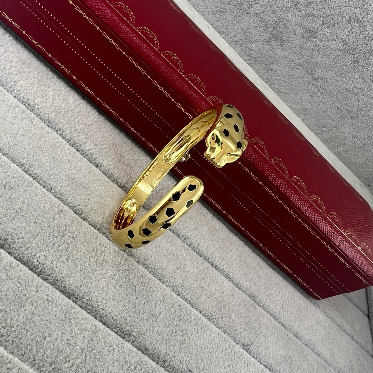 Cartier Panthère Panther Head Open Bangle Bracelet