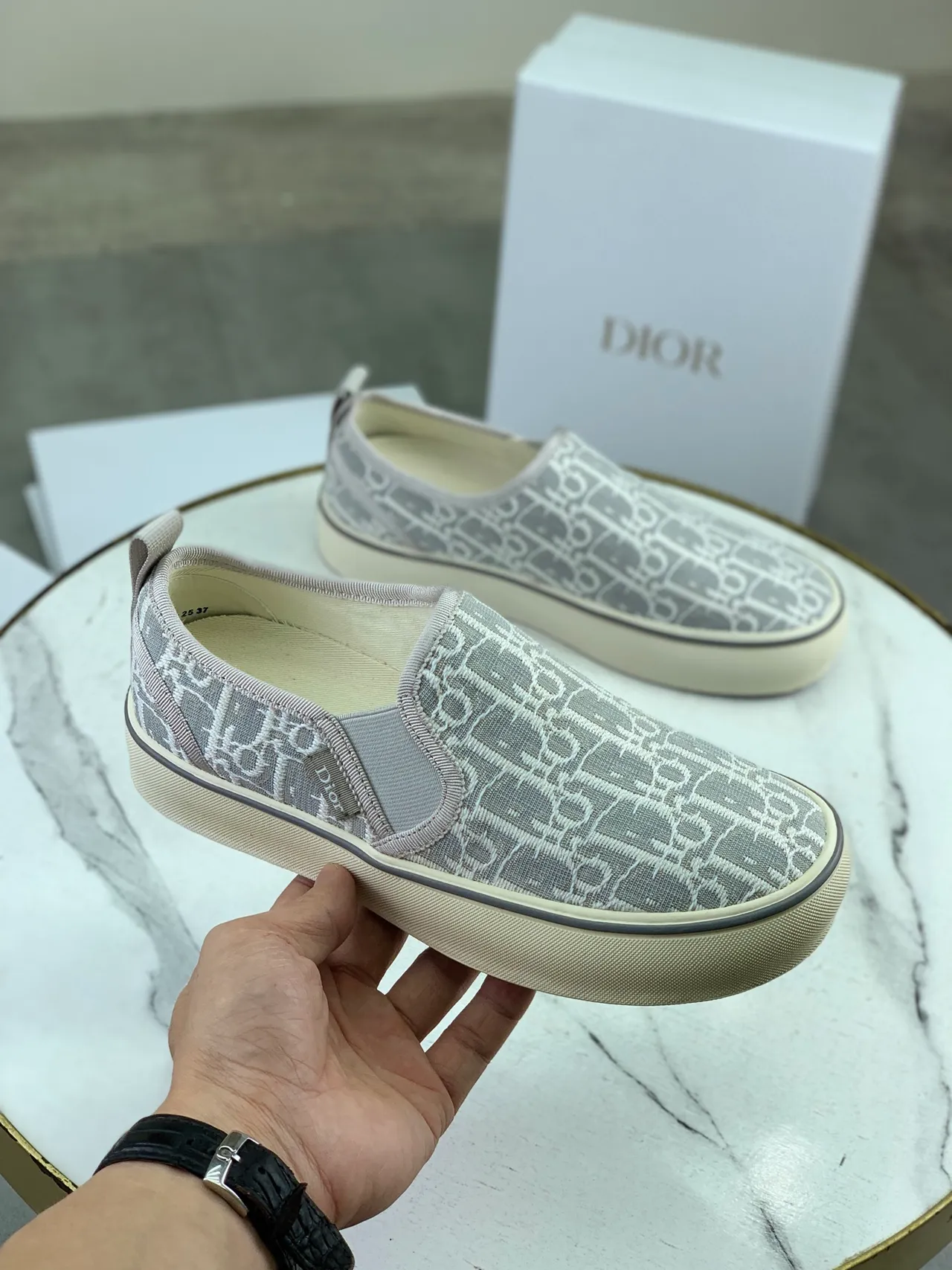 Dior B23 Slip-On Monogram Gray Canvas Shoes