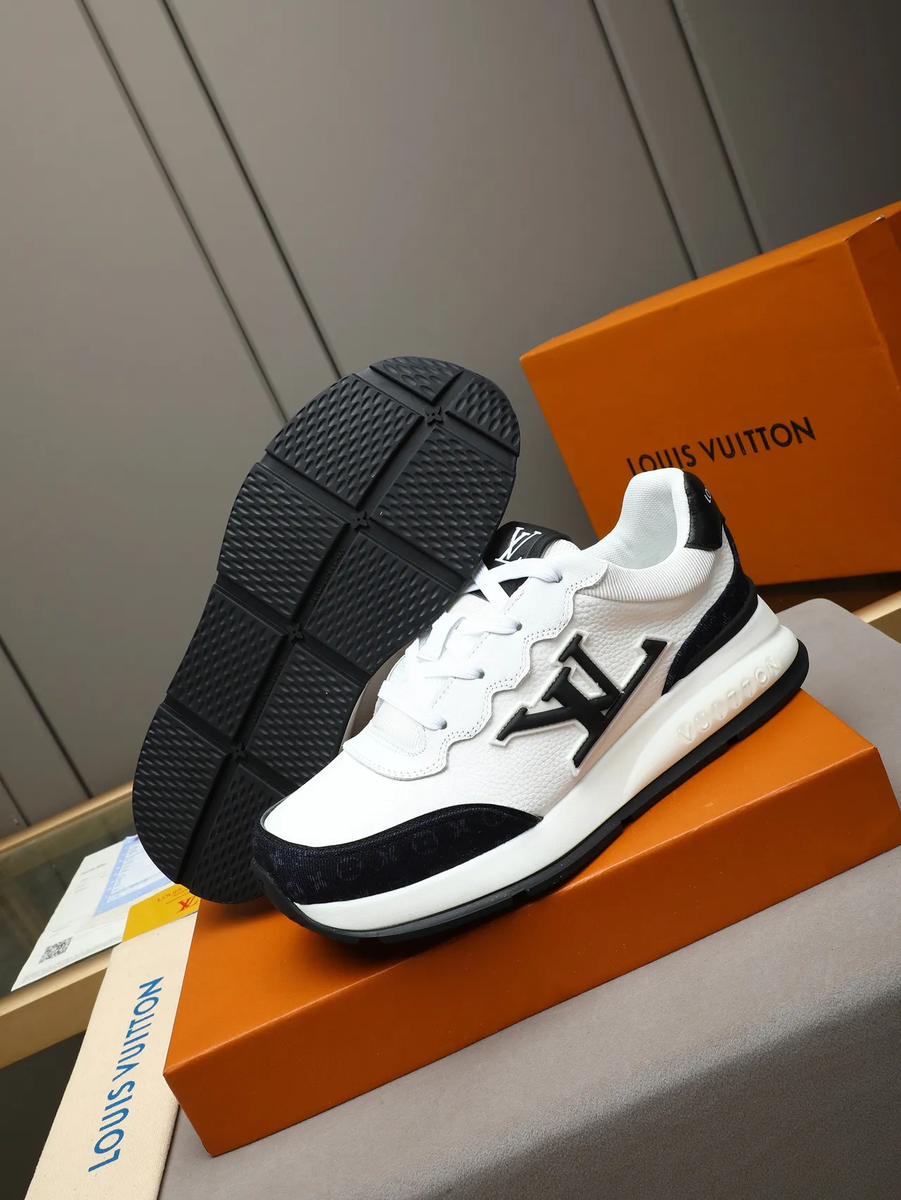 Louis Vuitton LV Trainer White Navy Chunky Platform Sole Oversized Monogram Logo Lifestyle Sneakers