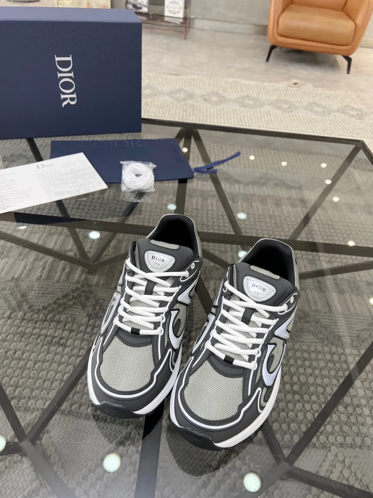 Dior B27 Black Gray White Chunky Sneakers