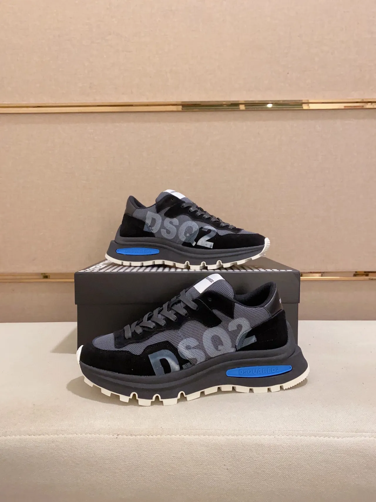 Dsquared2 ICON Black Gray Blue Chunky Sneakers
