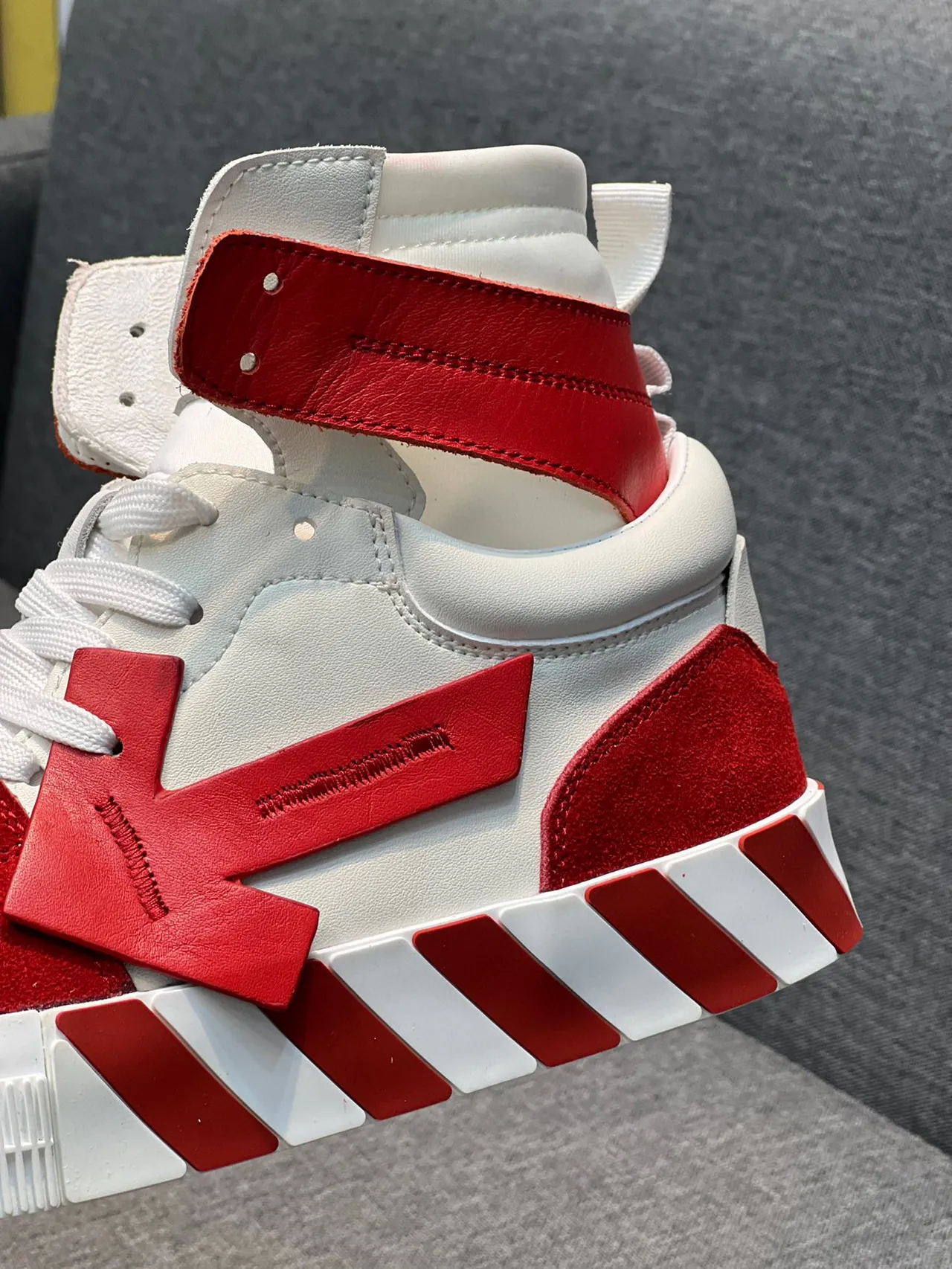 Off-White Red High-Top Industrial Zip-Tie Strap Lifestyle Sneakers