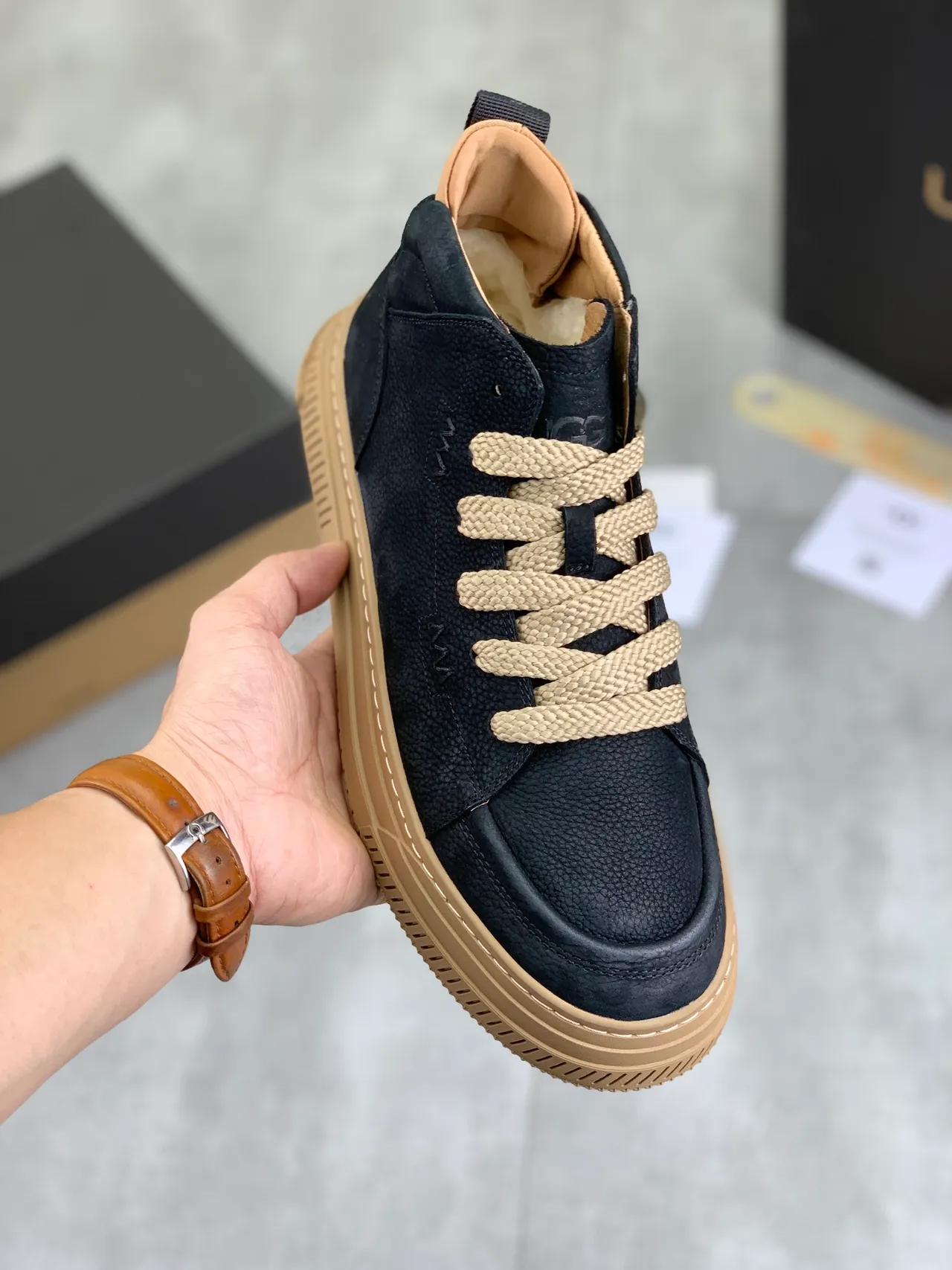 UGG Tasman Black Beige Lifestyle Sneakers