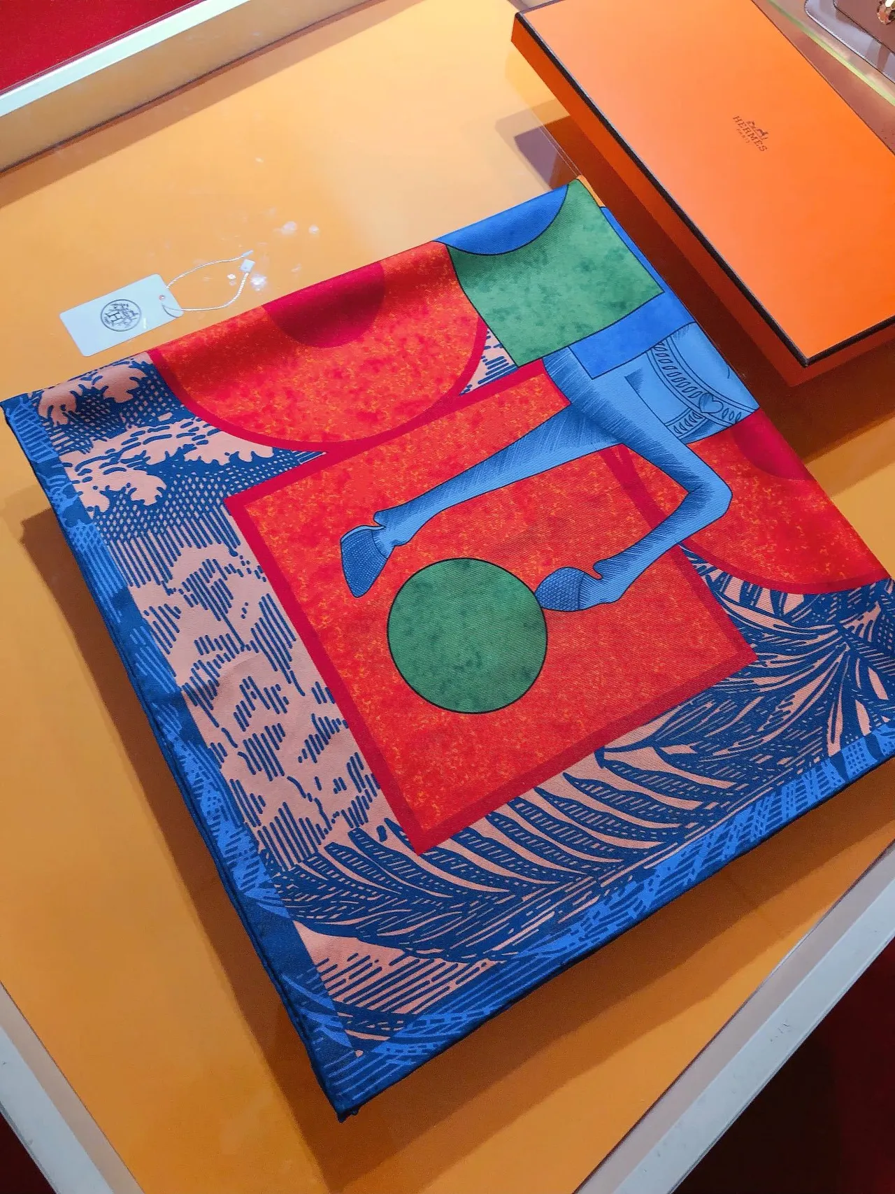Hermès Multicolor Square Bold Graphic Print Silk Scarf