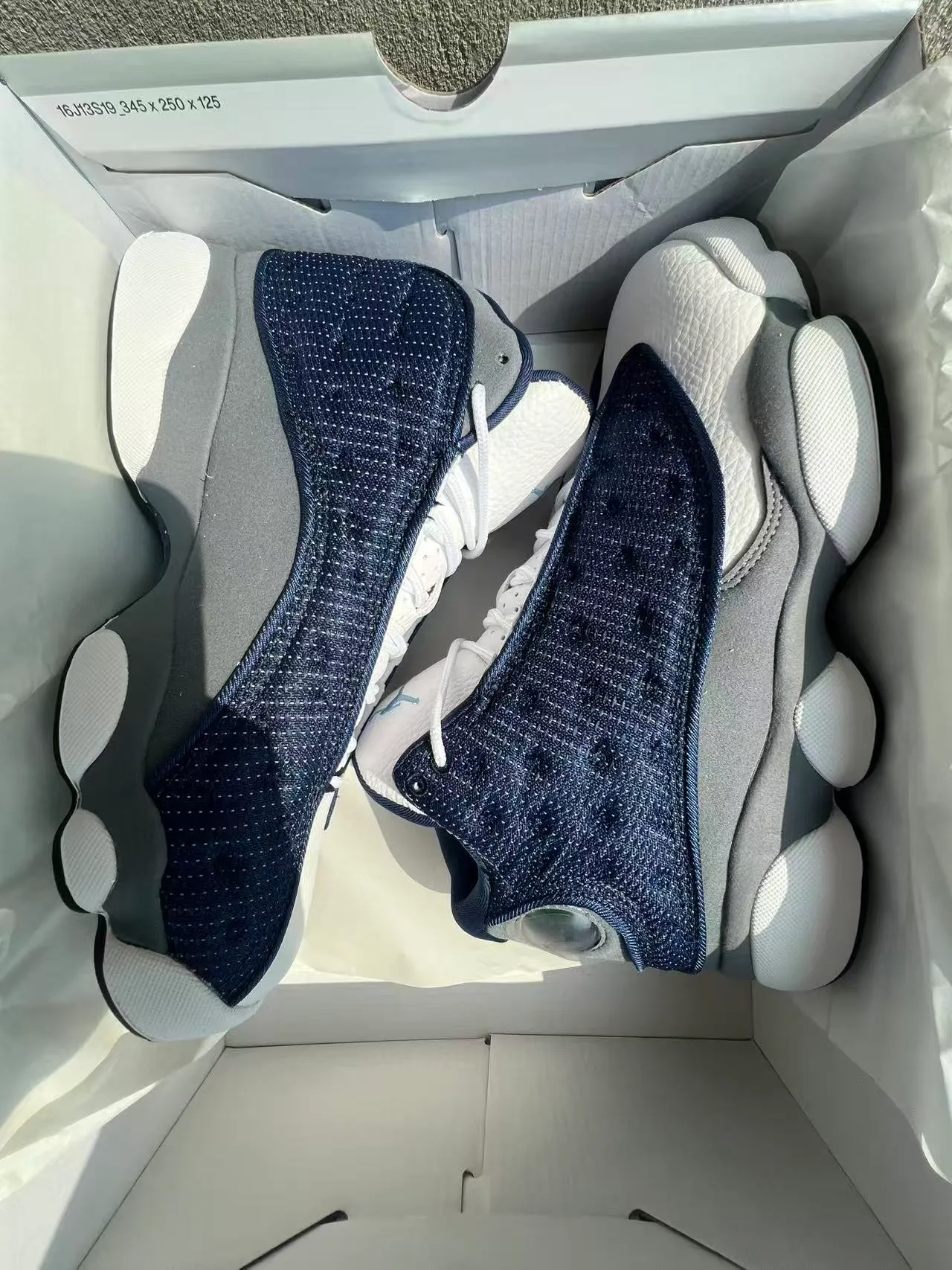 Nike Navy White Knit Upper High-Top Basketball Shoes