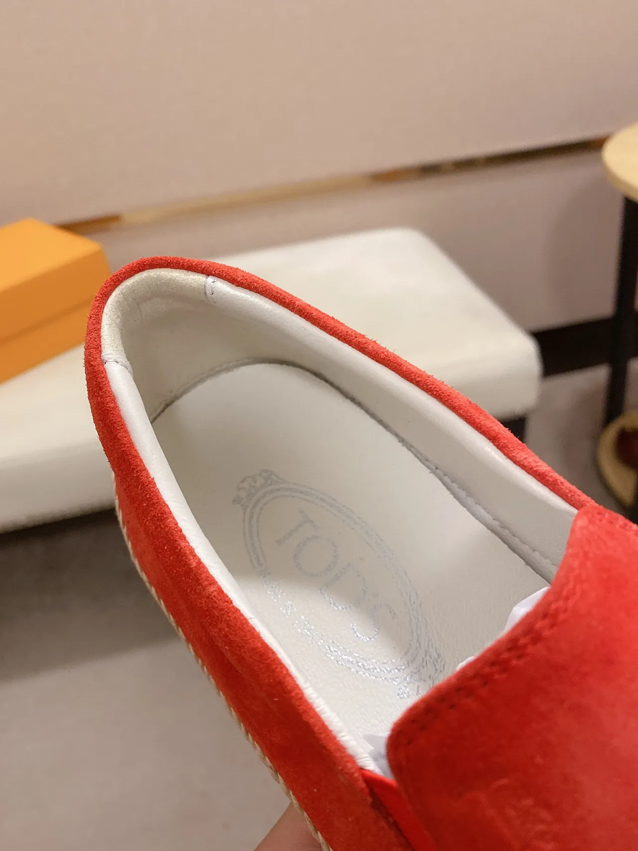 Coral Suede Slip-On Espadrille Boat Shoe