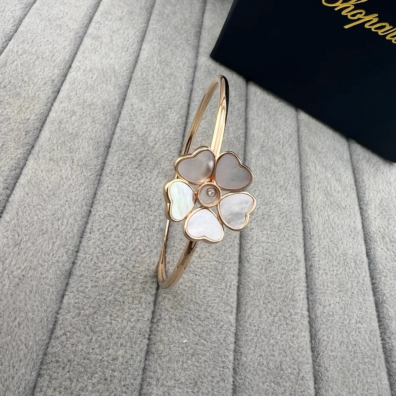 Chopard Happy Hearts Gold Red Floral Motif Heart-Shaped Petals Bracelet
