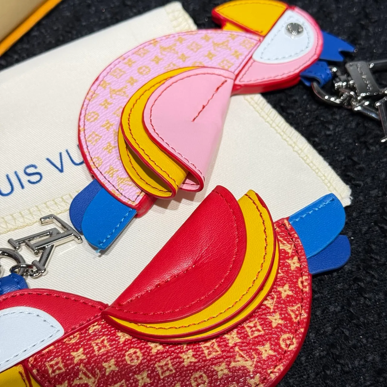 Louis Vuitton Parrot Charm Pink Multicolor Leather Handbag