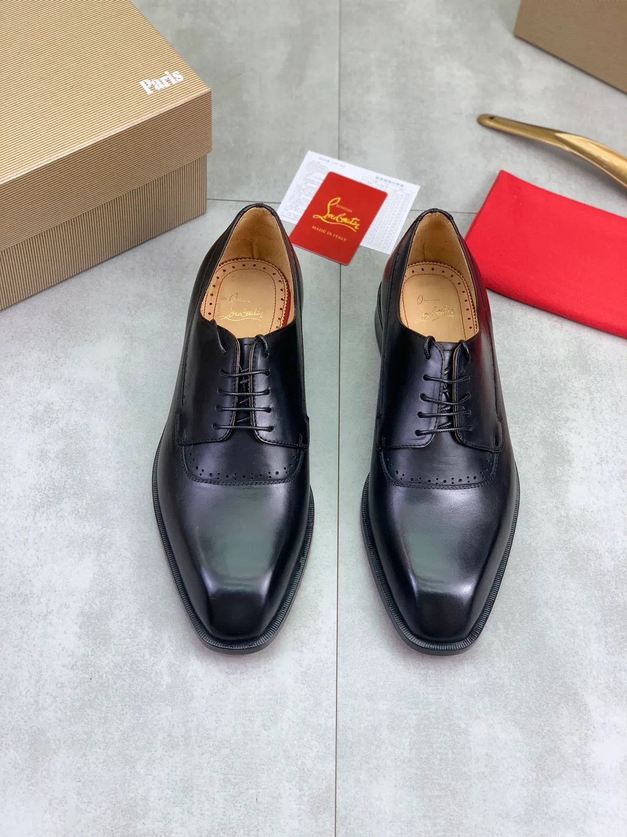 Christian Louboutin Black Wingtip Brogue Oxford Shoes
