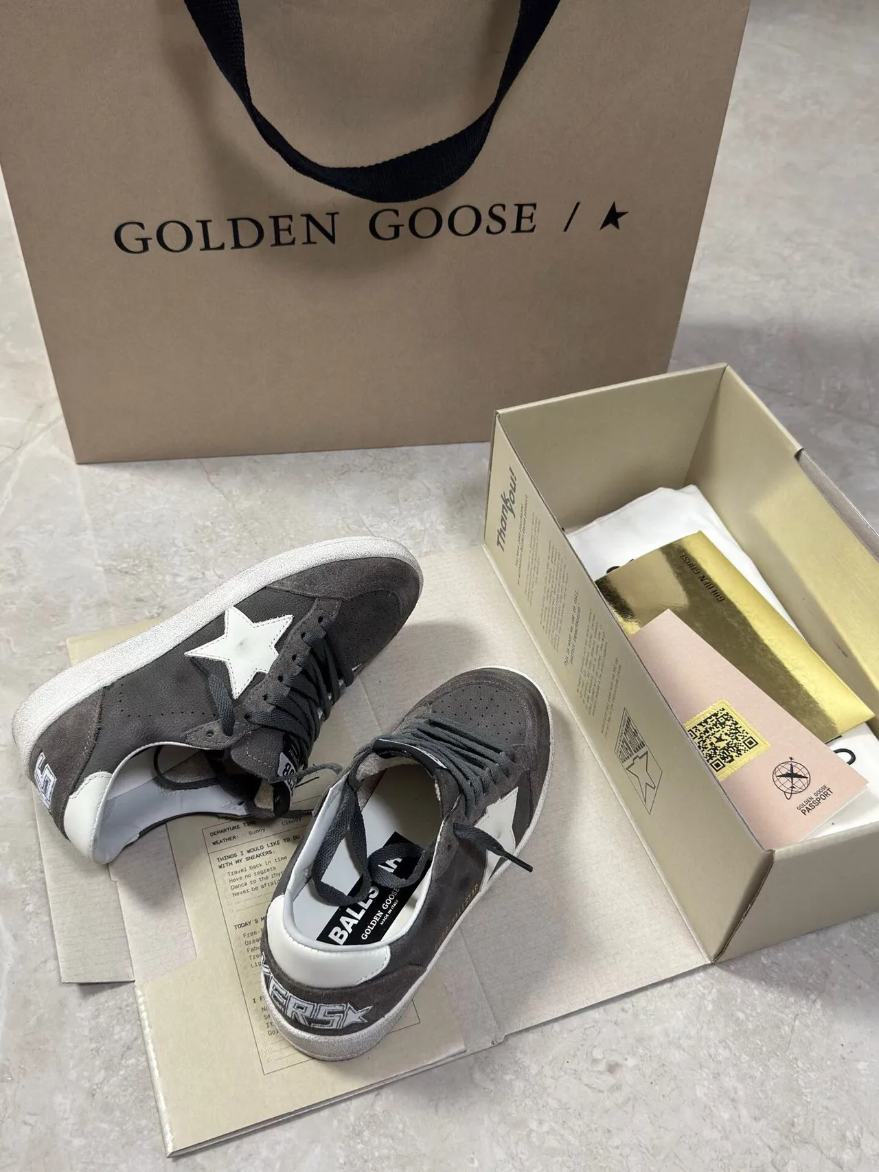 Golden Goose Ball Star Gray Suede Star Patch Lifestyle Sneakers