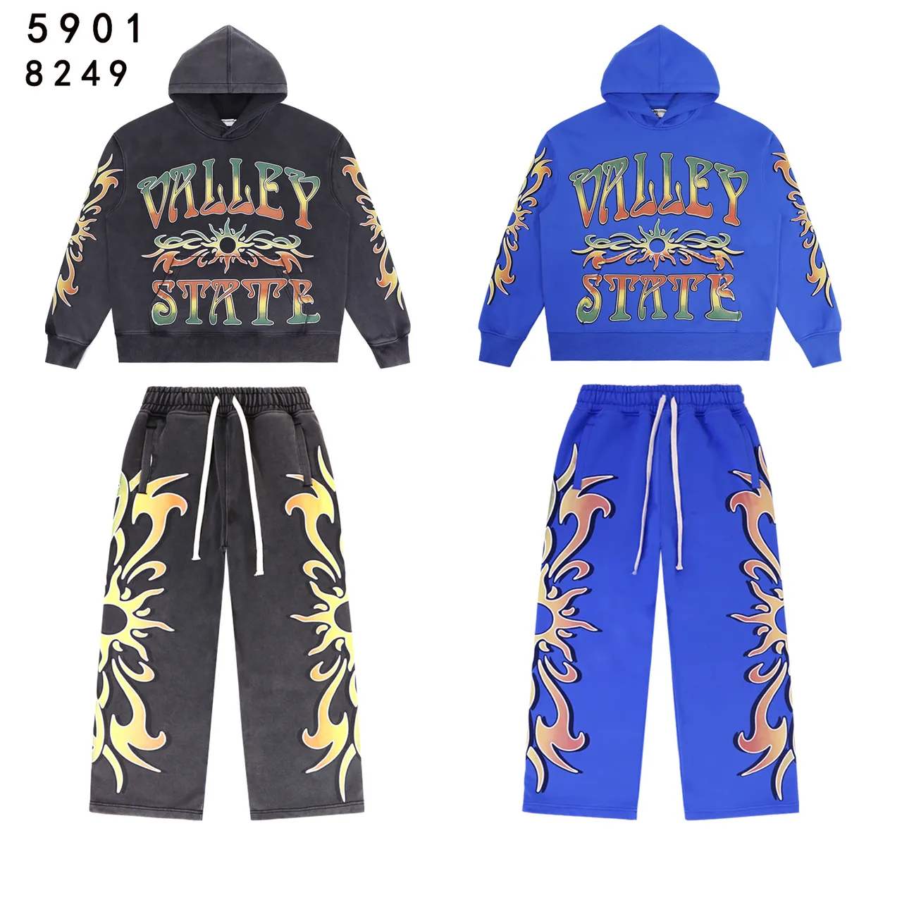 Graphic-Print Flame Motif Tracksuit