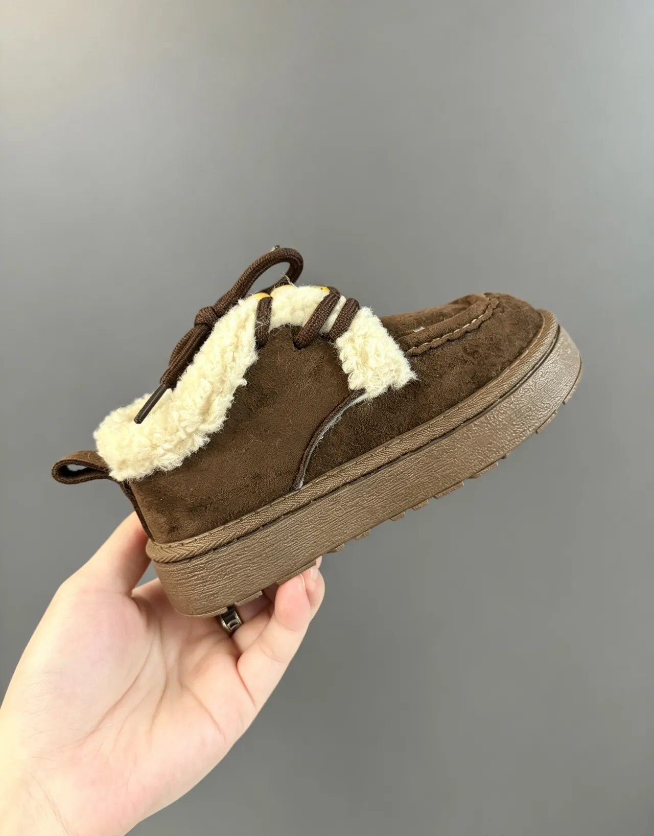 UGG Brown Beige Suede Upper Shearling Lining Snow Boots