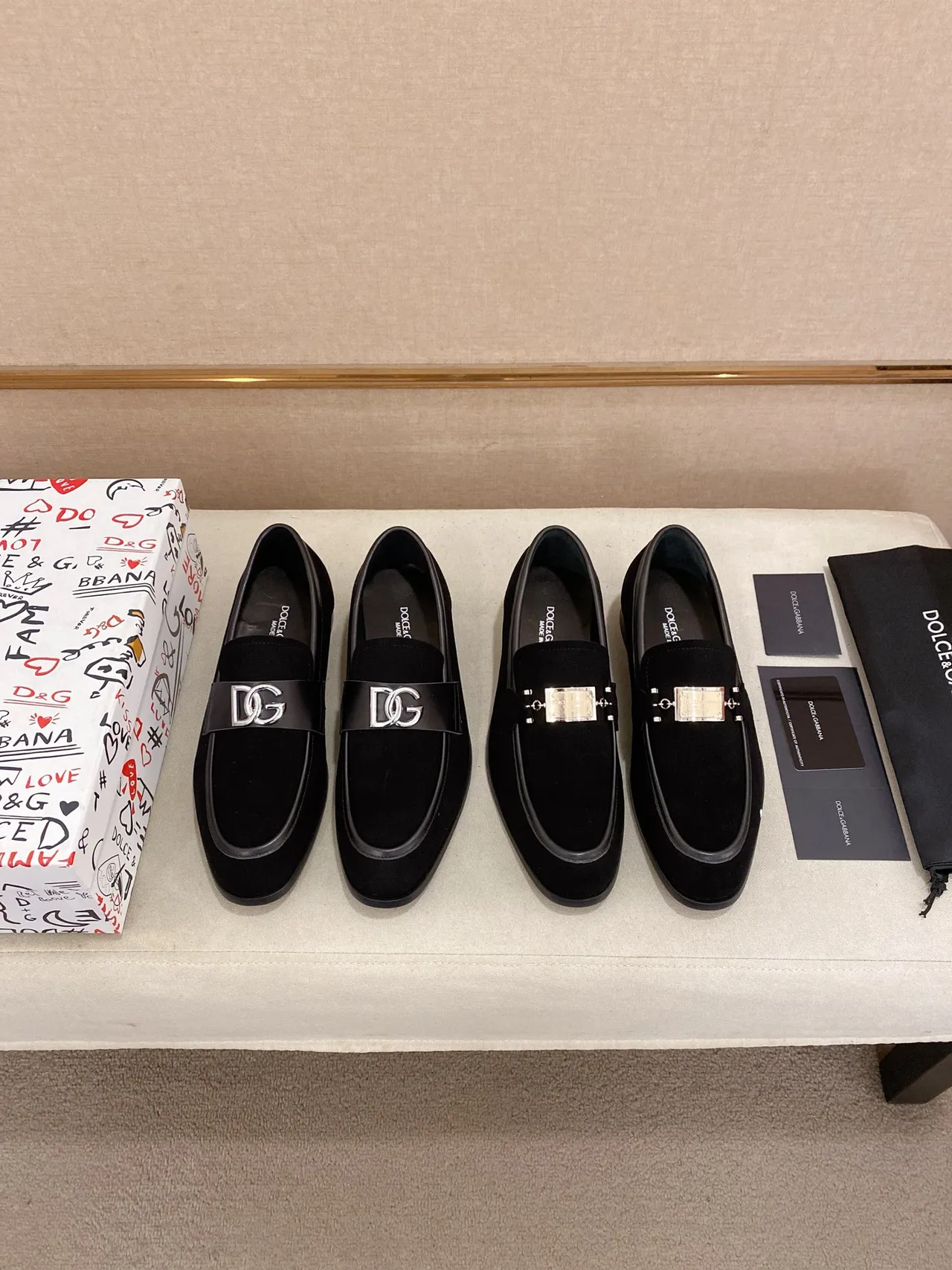 Dolce & Gabbana Black Red Suede Upper Loafer