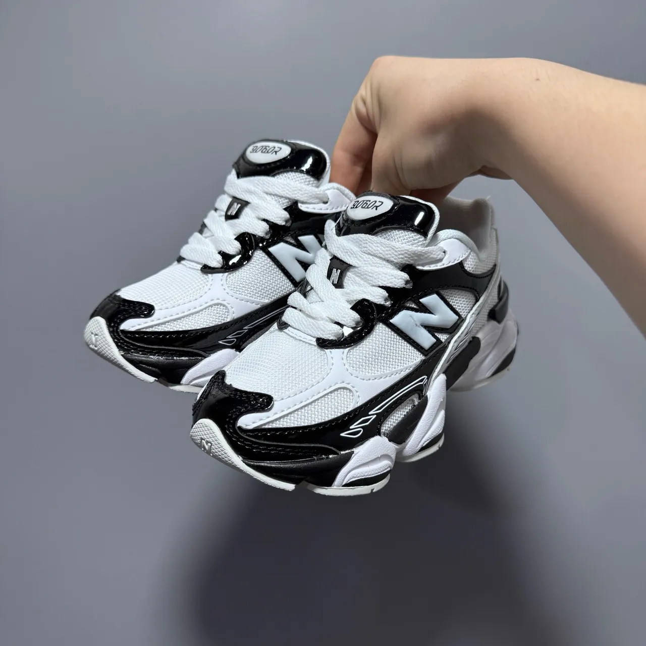 New Balance 9060 Black Glossy Chunky Sneakers