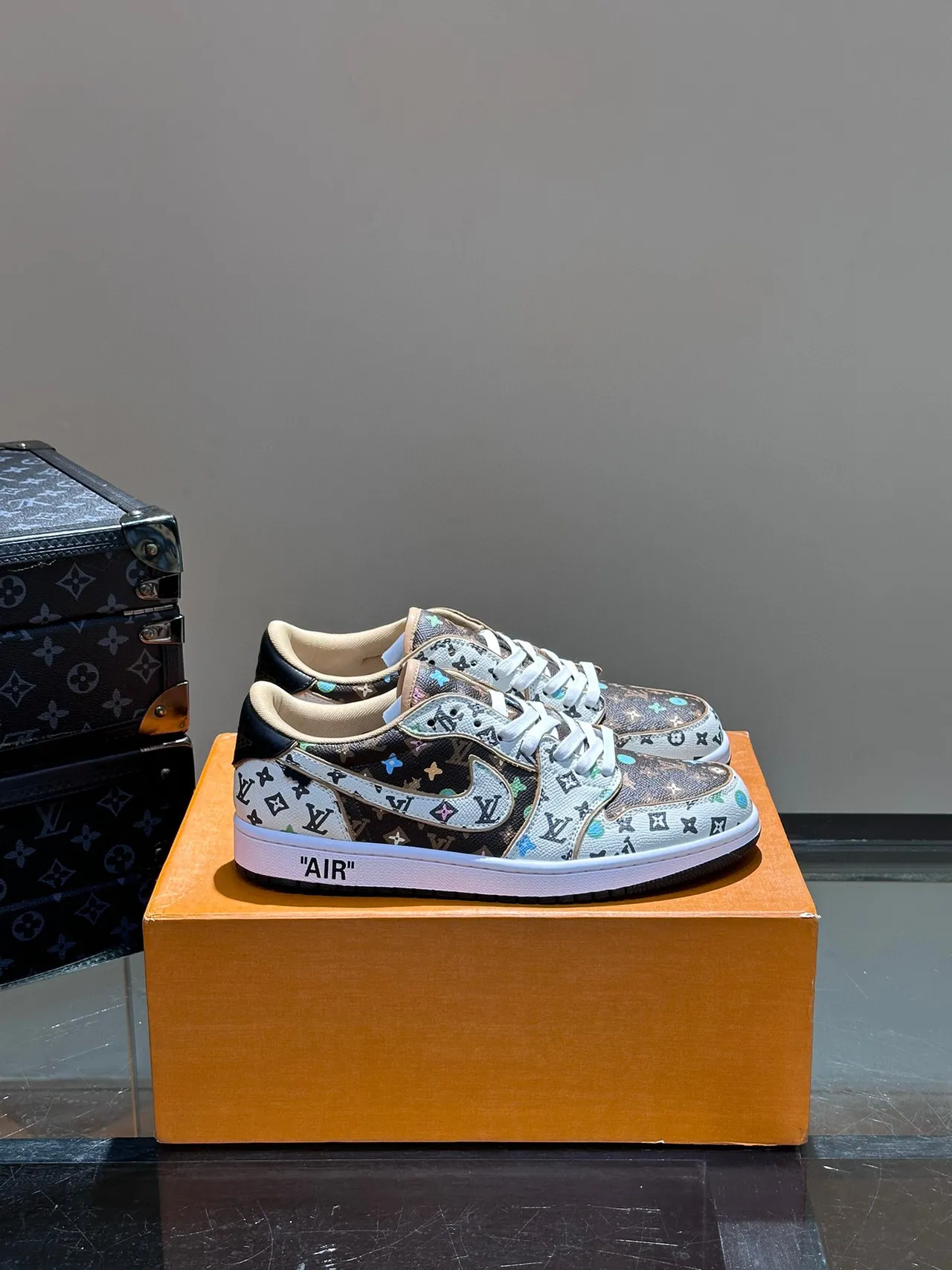 Nike Air Jordan 1 Low Monogram Print Lifestyle Sneakers
