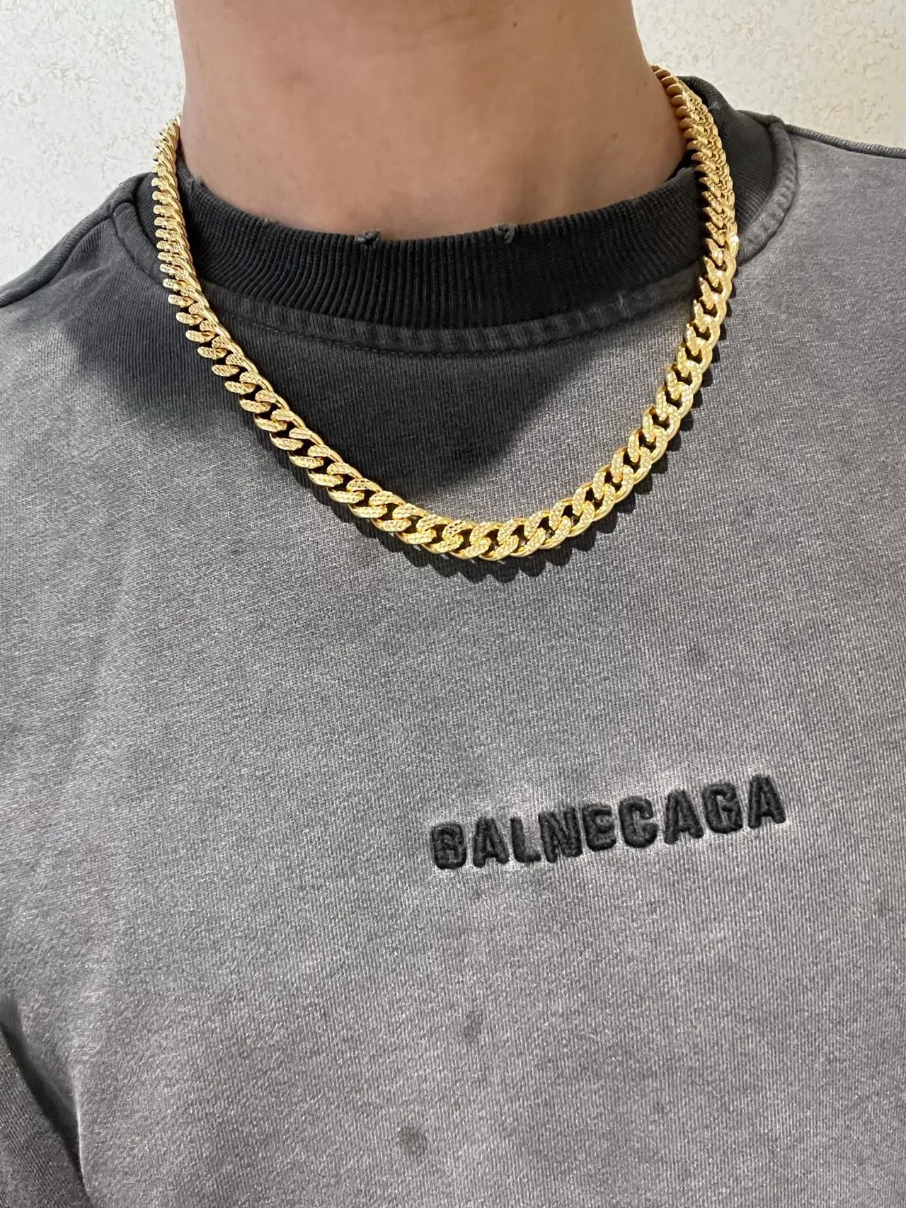 Balenciaga BB Chain Gold Chunky Curb Logo Clasp Necklace