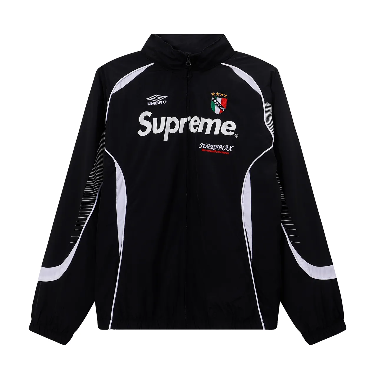 Supreme Black White Full-Zip Contrast-Panel Windbreaker