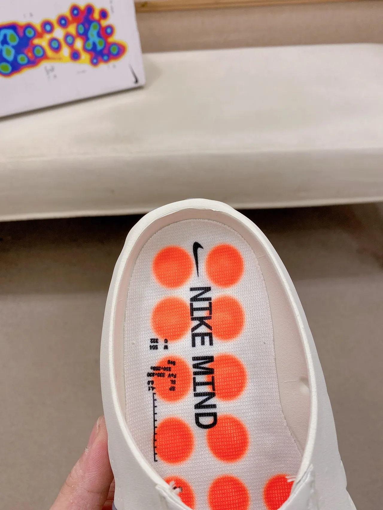 Nike Mind Orange White Molded Wavy Sole Perforated Strap Upper Slippers