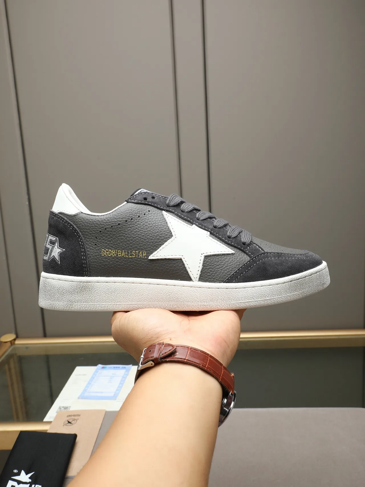 Golden Goose Ball Star Gray and White Star Lifestyle Sneakers