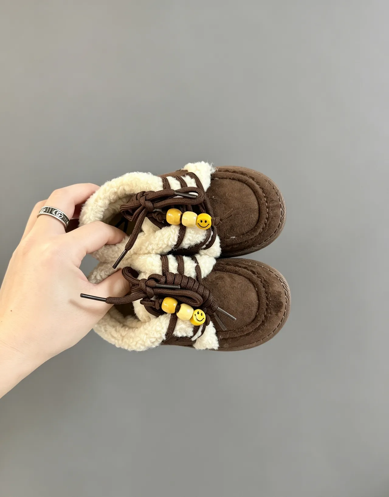 UGG Brown Beige Suede Upper Shearling Lining Snow Boots