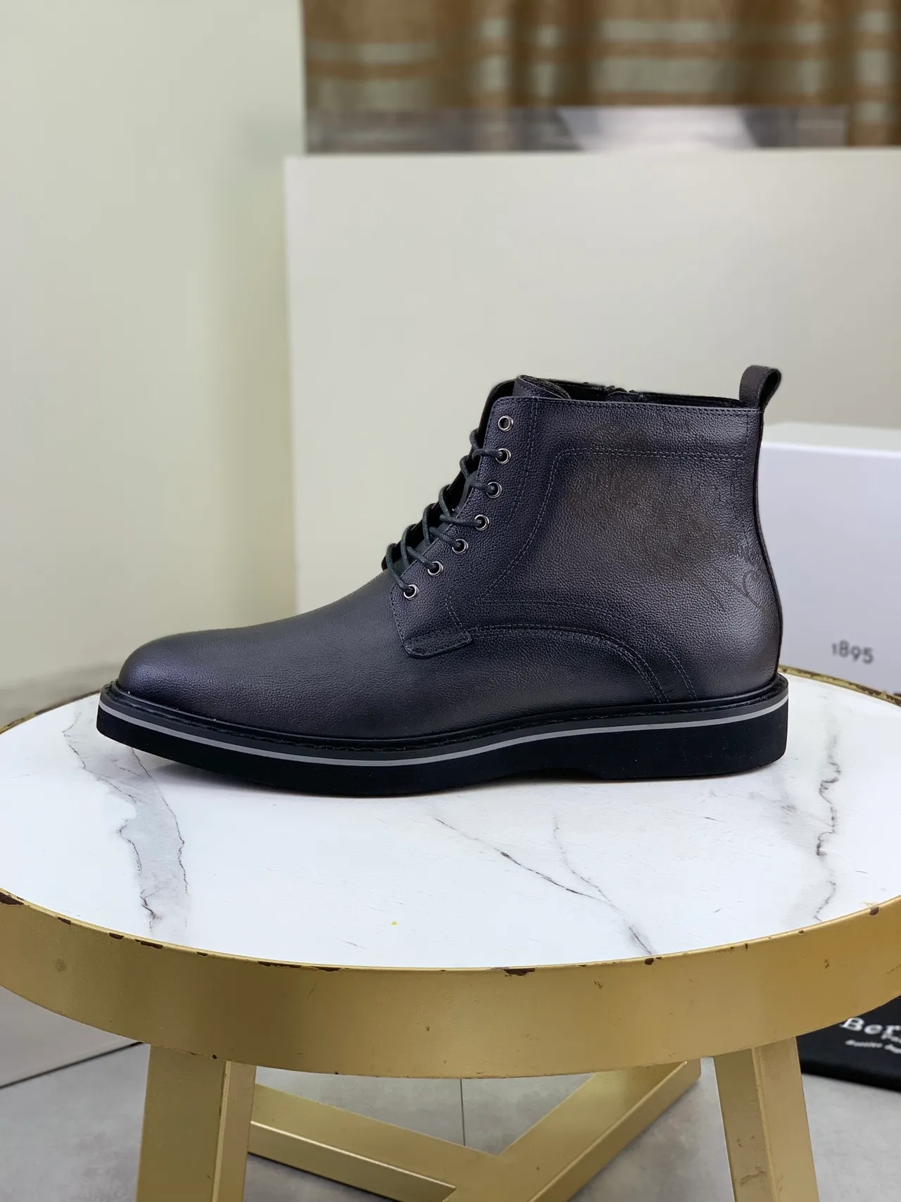BERLUTI Black Pebbled Leather Ankle Boots