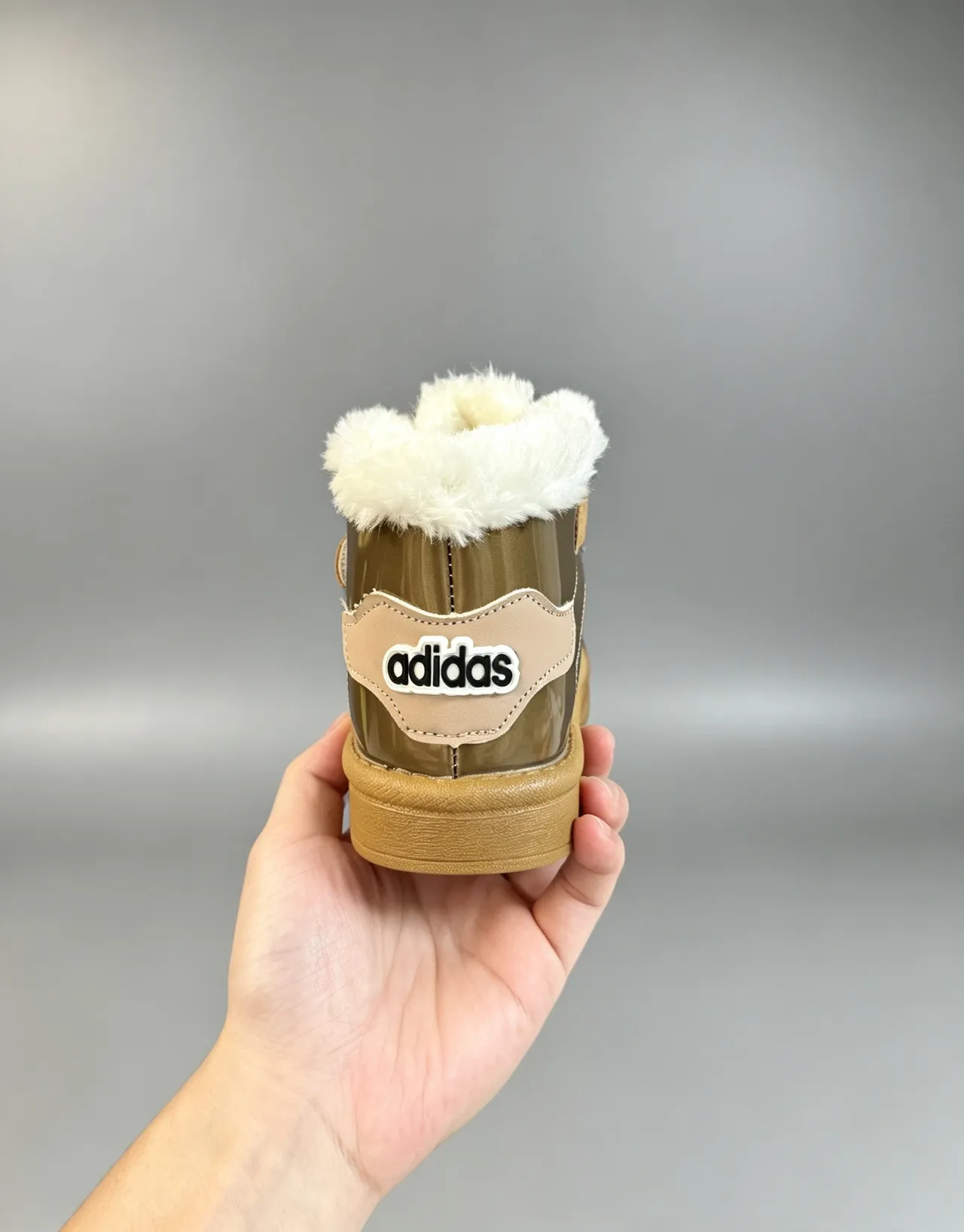 Adidas Brown White Fur-Lined Collar Three-Stripe Side Panel Snow Boots