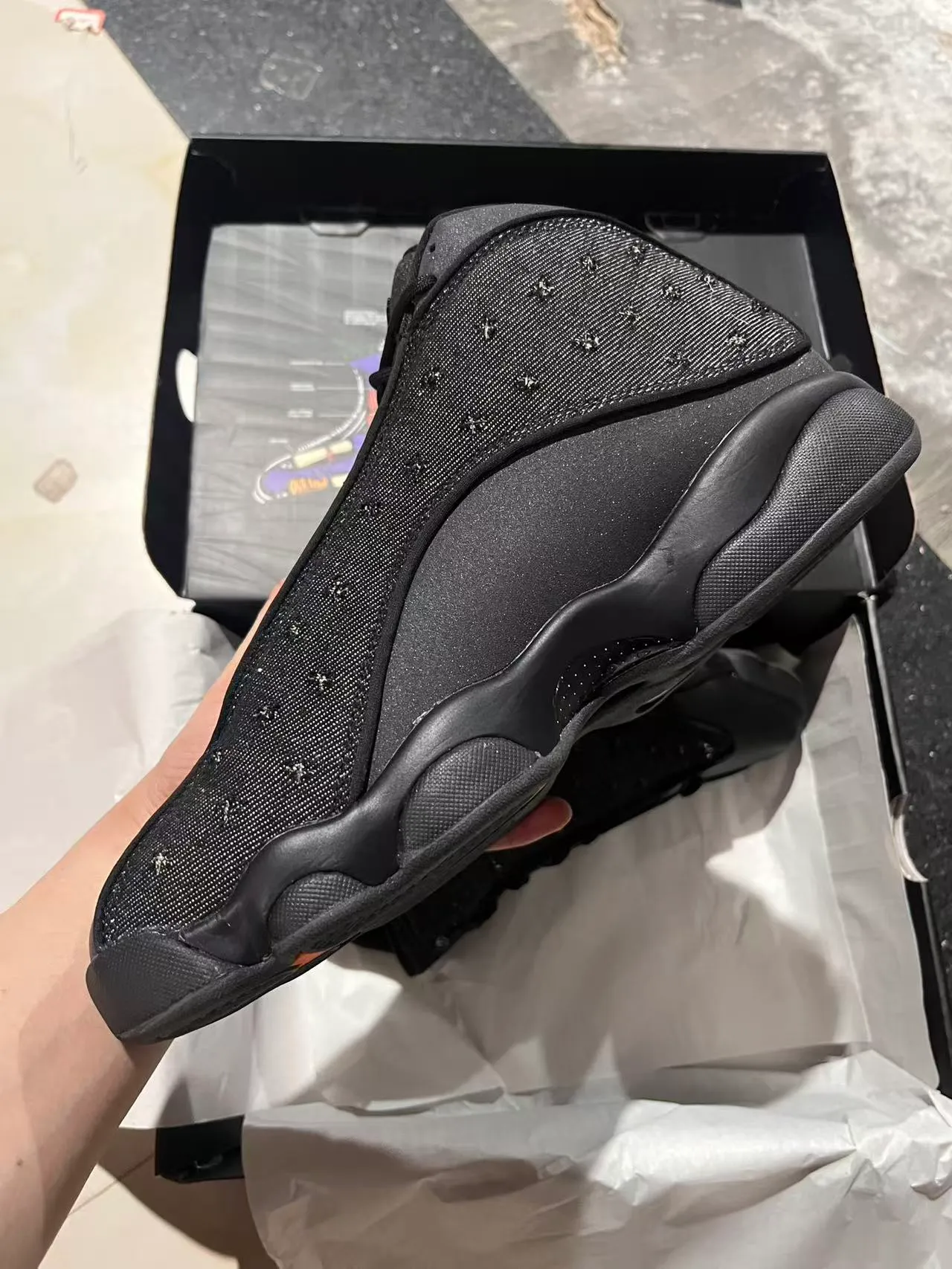 Air Jordan 13 Black Silver High-Top Textured Mesh Upper Basketball Shoes
